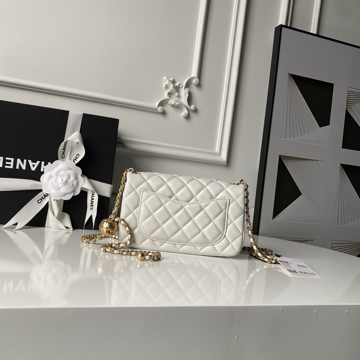 [TOP] CHANEL CF Flap Bag With Golden Ball 20cm - Beige - 711 Luxury