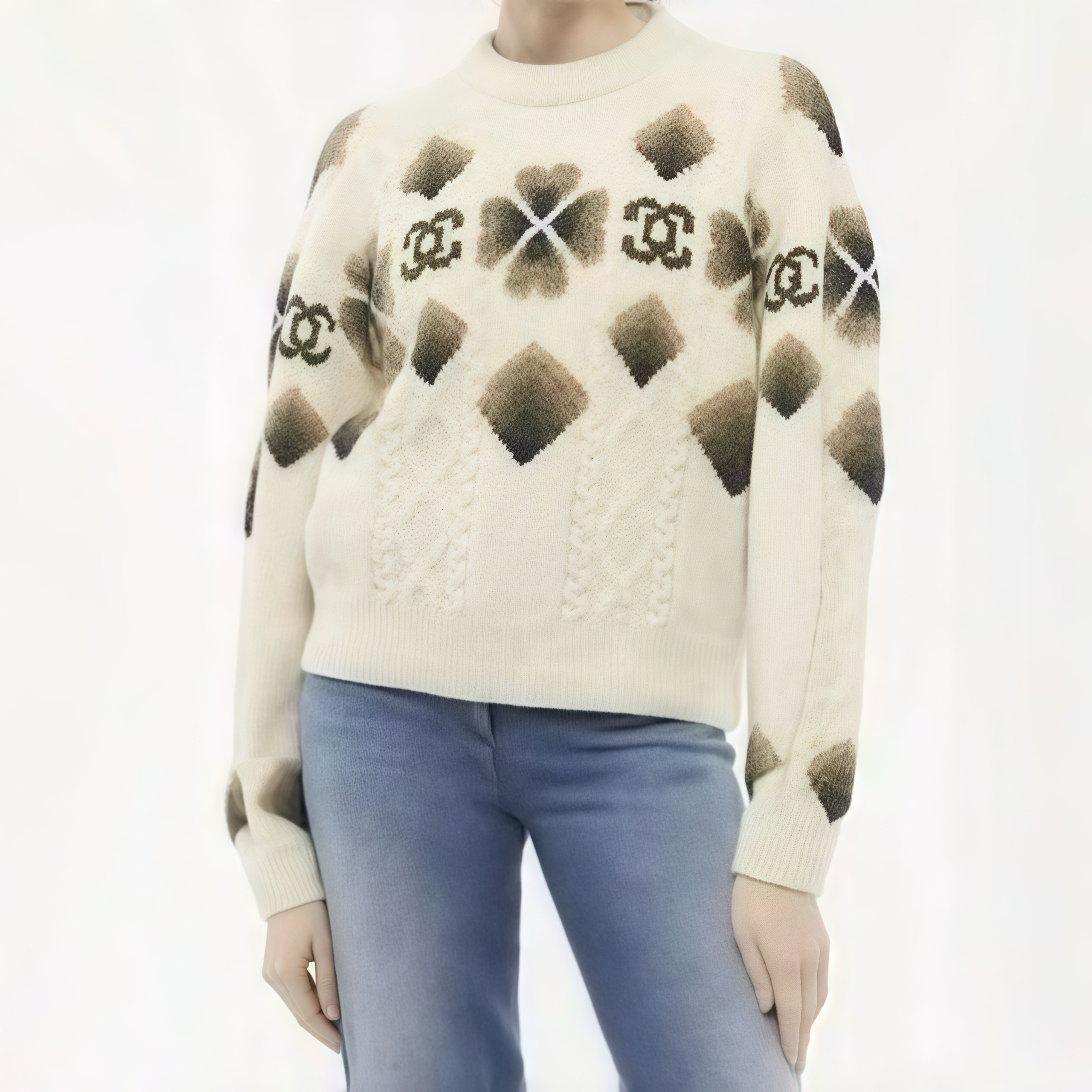 Chanel Top-quality Version CC Coco Neige Four Leaf Clover Wool Sweater#294113