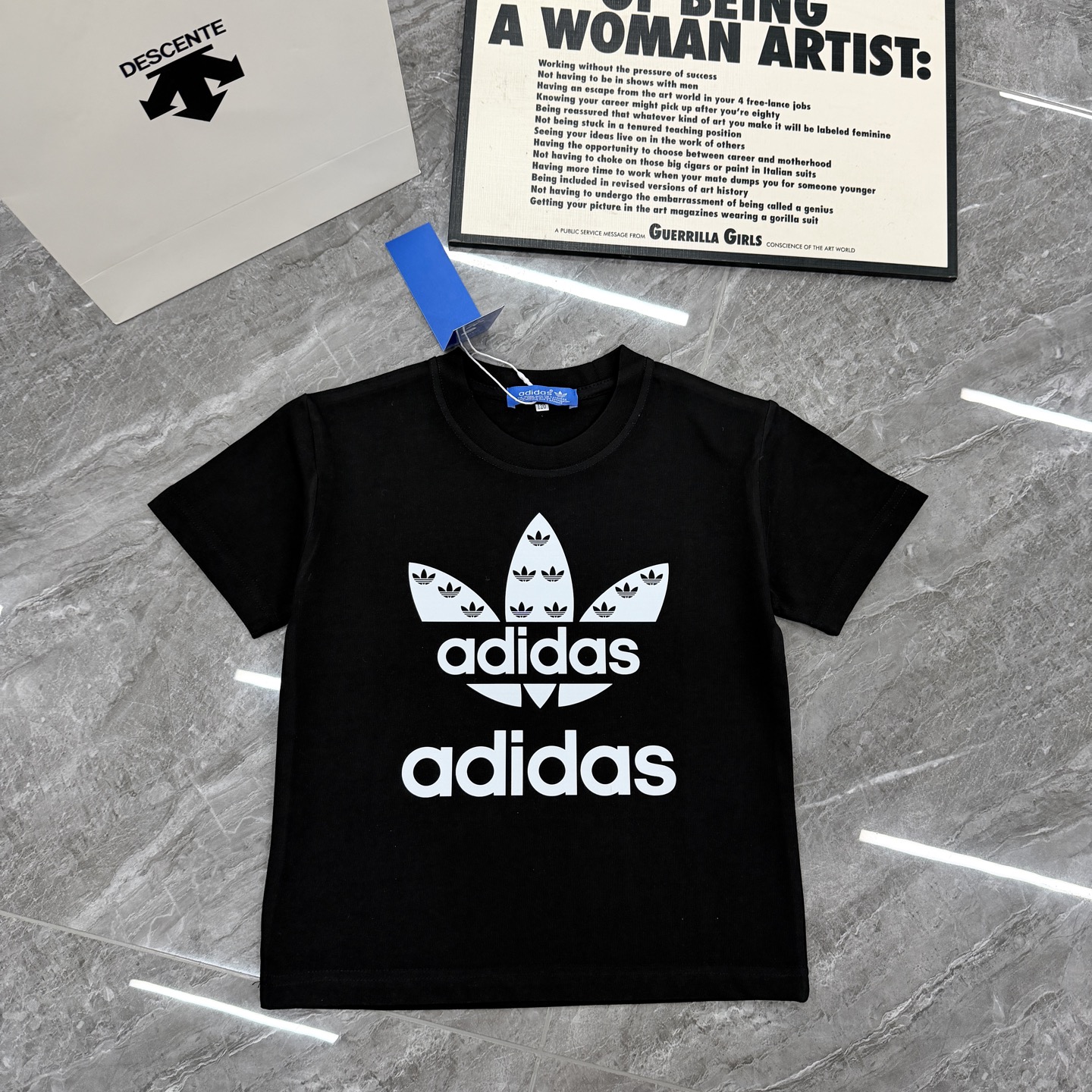 Adidas Short Sleeve T-Shirt For Men Women Boys Girls Mini Trefoil Big Logo Print Full Tags Kids Sizes 90-150 Adult S-2XL