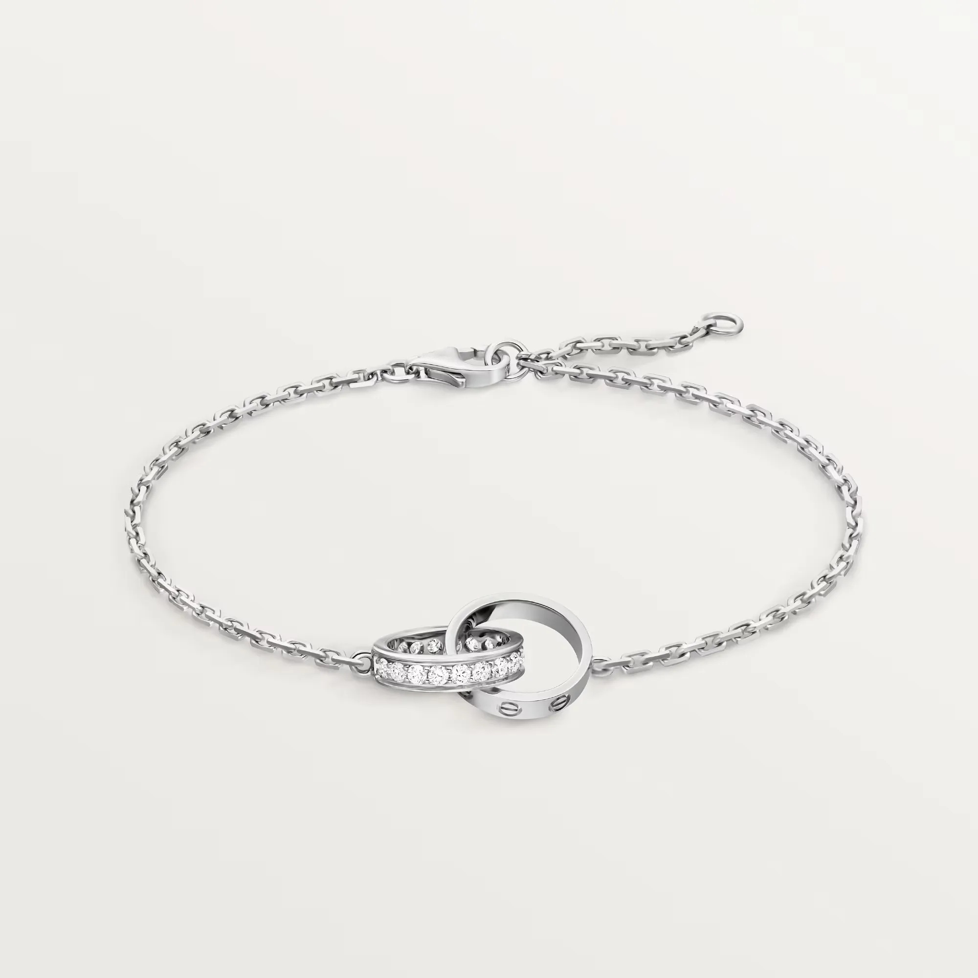 Carty Love Luna Loop Bracelet, White Gold, Half-Paved
