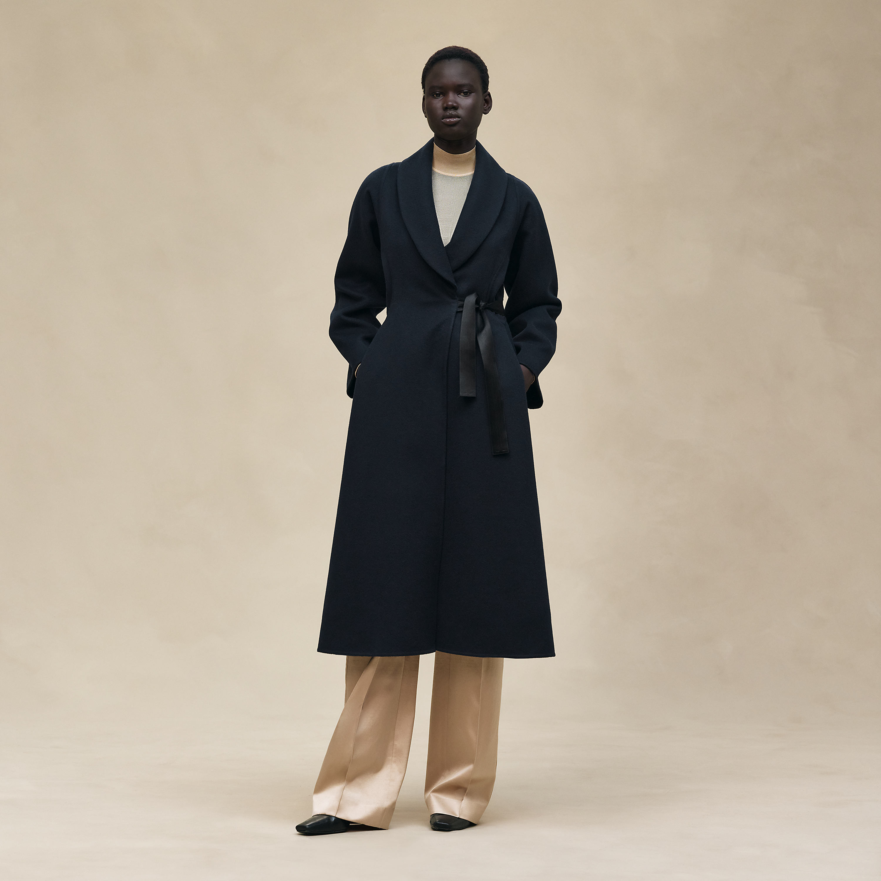 Designer Clothing Hermès Long Cashmere Coat Bleu Noir #394231 | Nigo Office