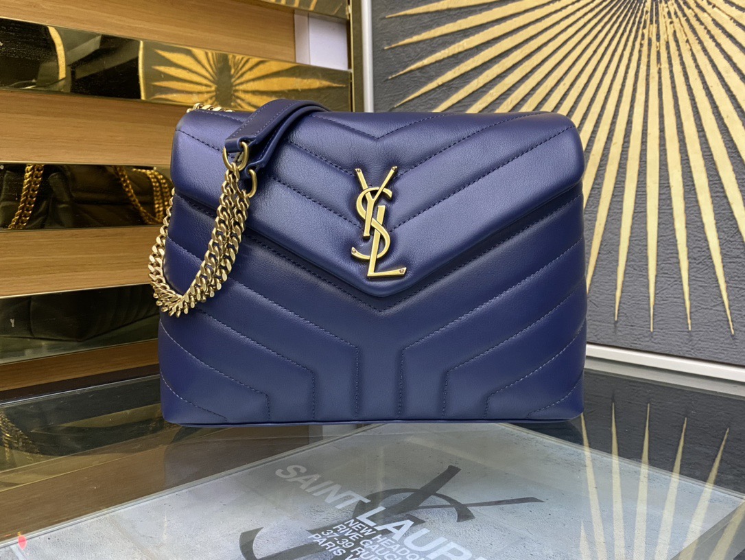 [TOP] Yves Saint Laurent YSL LouLou Bag 24x18x9cm - Dark Blue - 711 Luxury