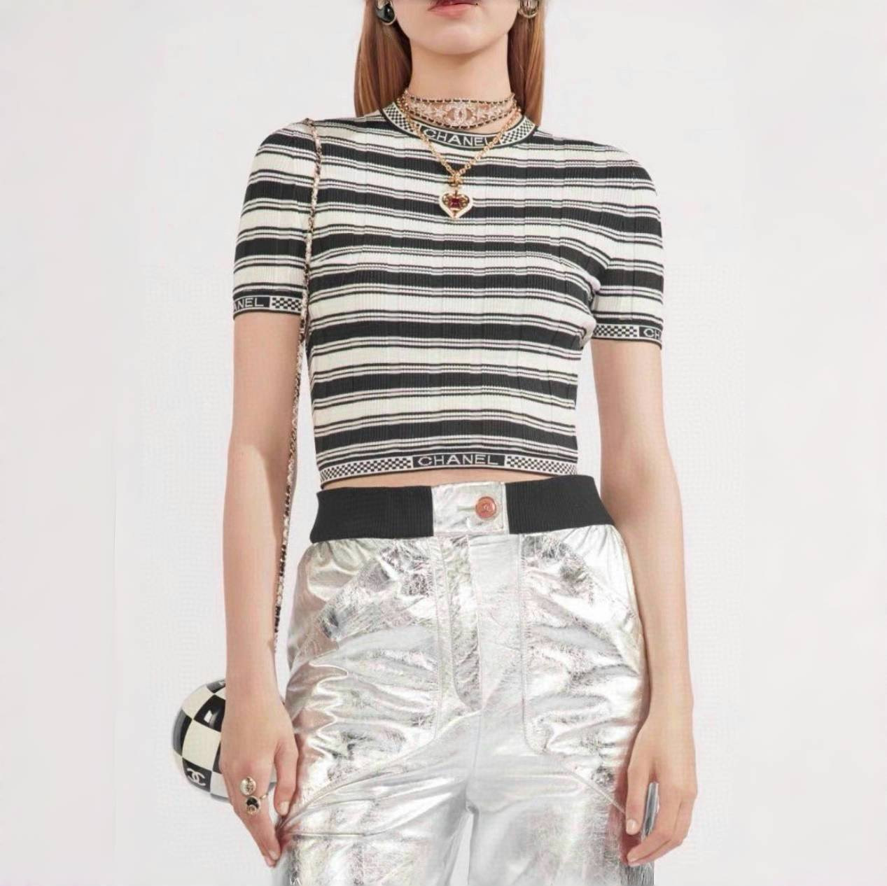 Chanel Clothing Chanel Striped Knitted Short-sleeved Skirt #379248 | Nigo Office