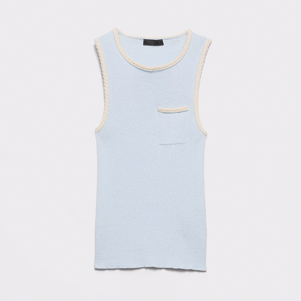 PRADA Sky Blue Embroidered Cotton Tank Top #381466