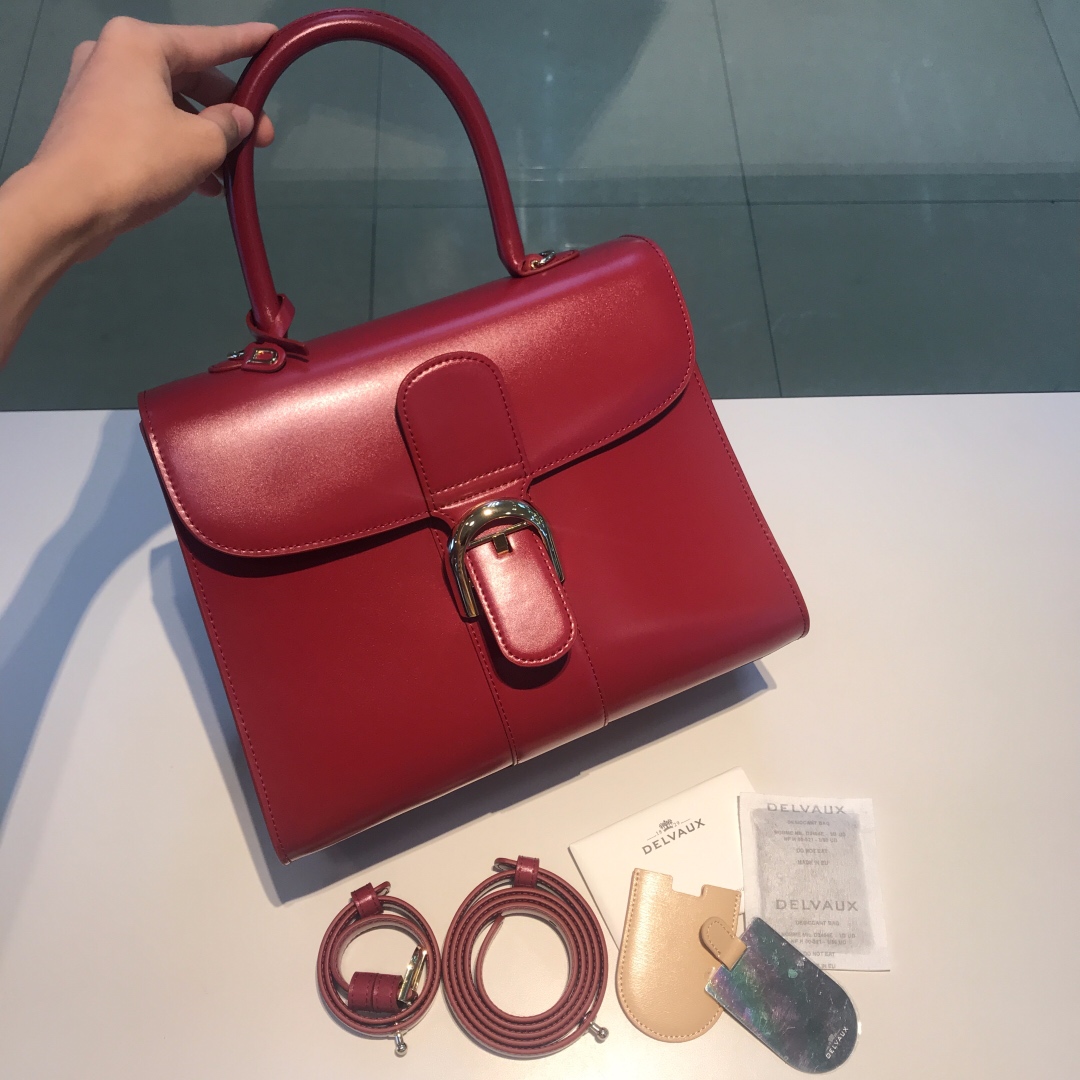 [TOP] Delvaux Brillant Bag Box Leather 28cm - Red - 711 Luxury