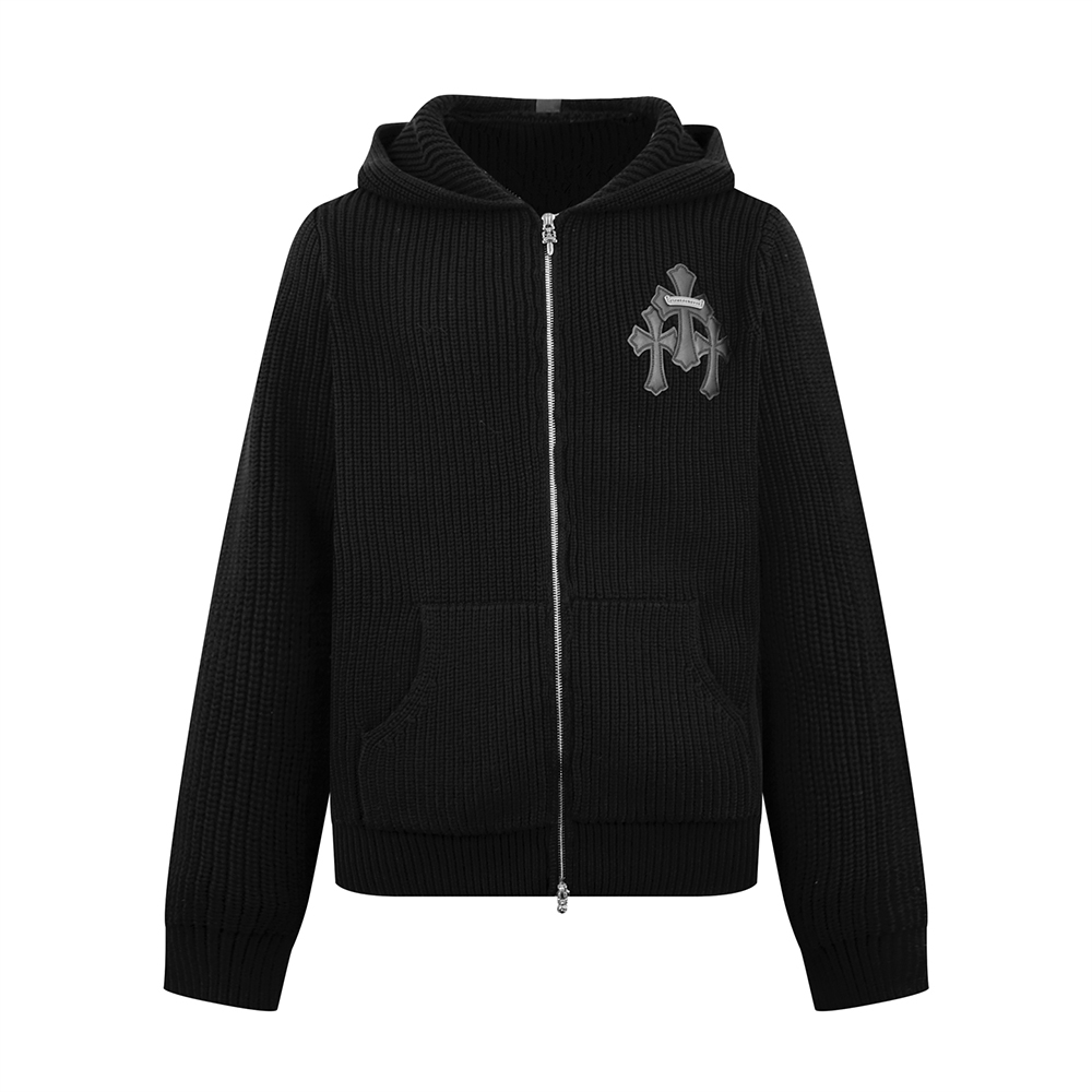 Chrome Hearts Clothing Chrome Hearts Cross Leather Sweater Jacket #378576 | Nigo Office