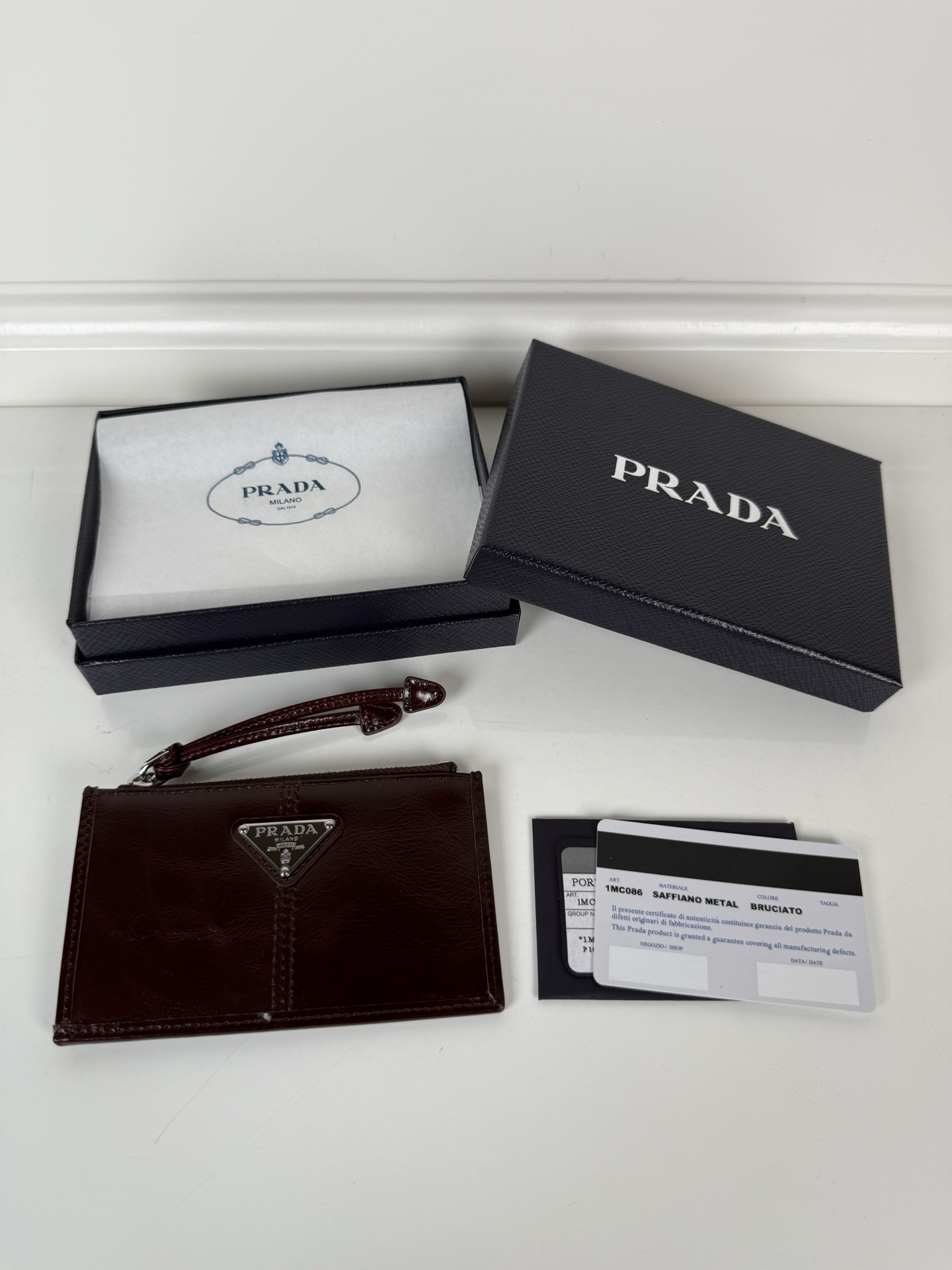 [TOP] PRADA Short Wallet 8cm*13cm - Wine Red - 711 Luxury