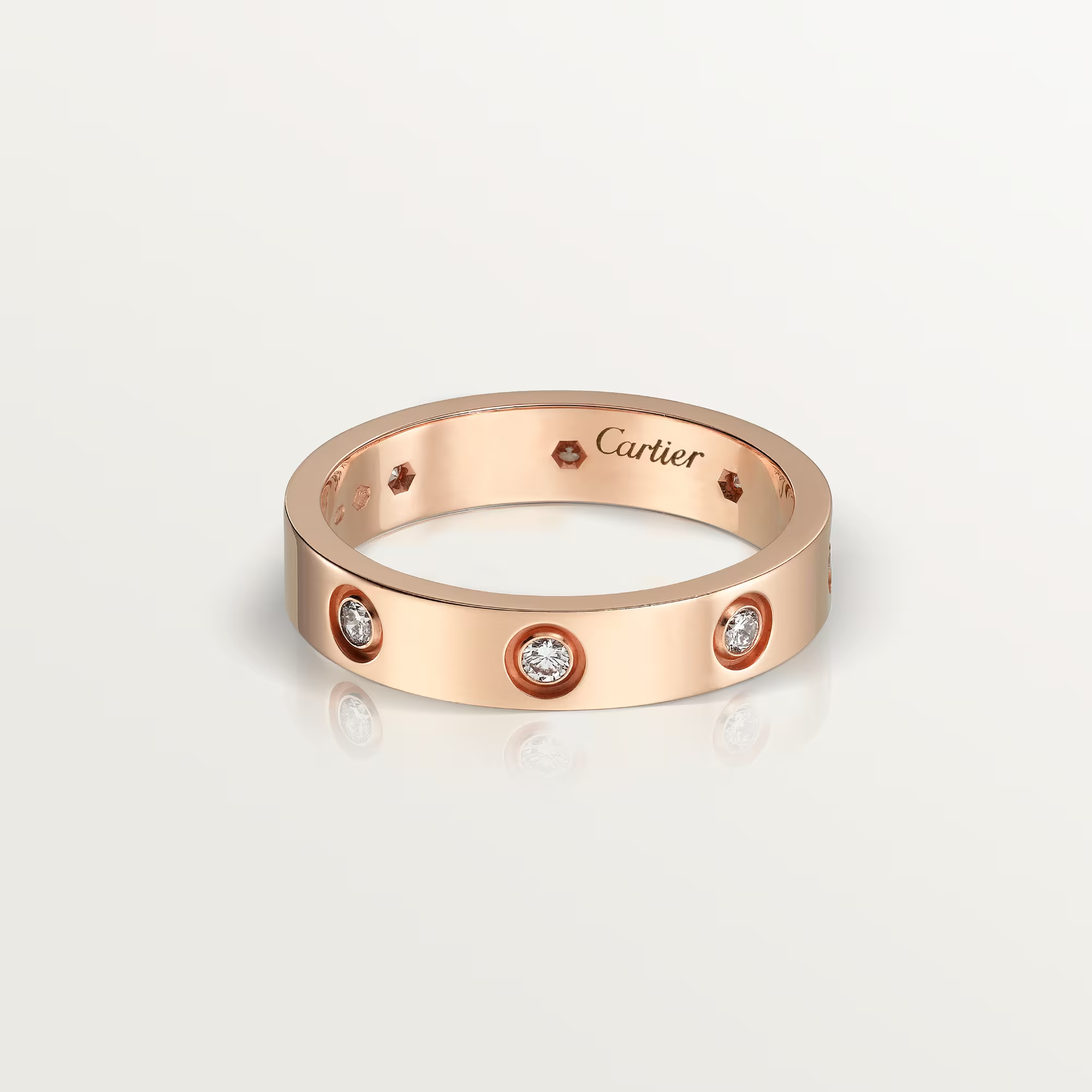 Carty Love Petite Lock Ring, Rose Gold, 8 Moissanite