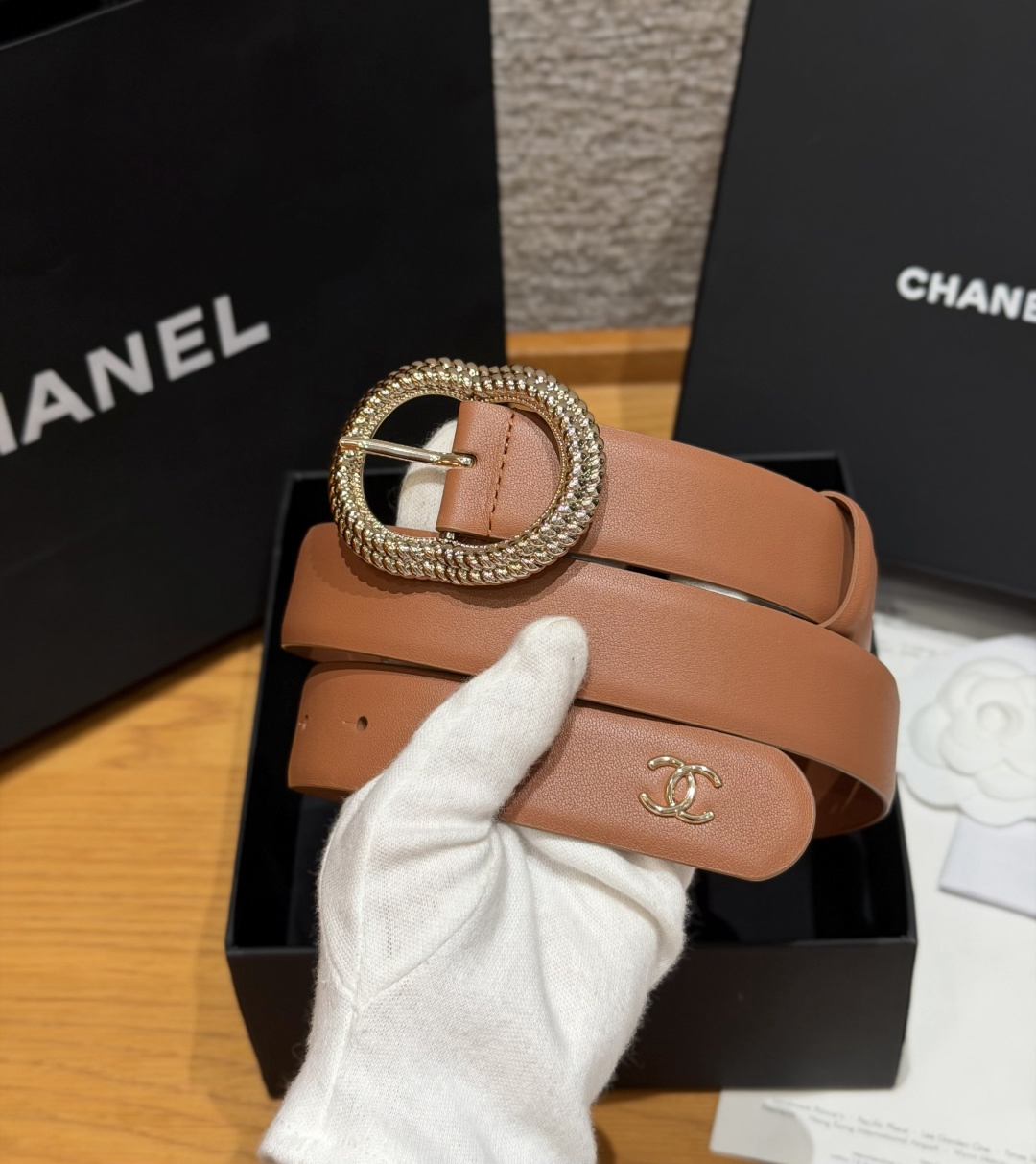 [TOP] CHANEL Cowhide Belt 3 cm - Caramel - 711 Luxury