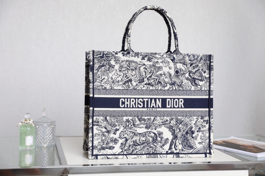 [TOP] Christian Dior Book Tote Bag 41.5x35x18cm - Navy Blue - 711 Luxury