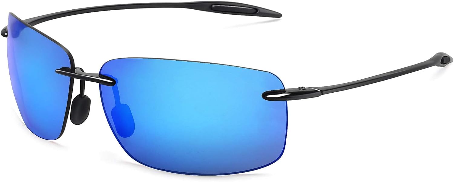 JULI Sports Sunglasses for Men Women Tr90 Rimless Frame for Running Fishing Golf Surf Driving MJ8009