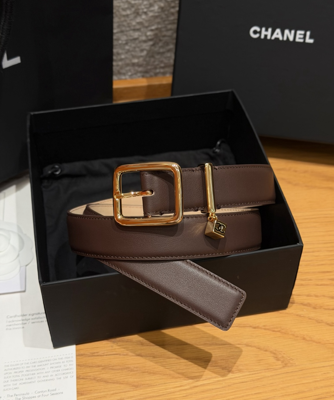 [TOP] CHANEL Cowhide Belt 3 cm - Chocolate - 711 Luxury