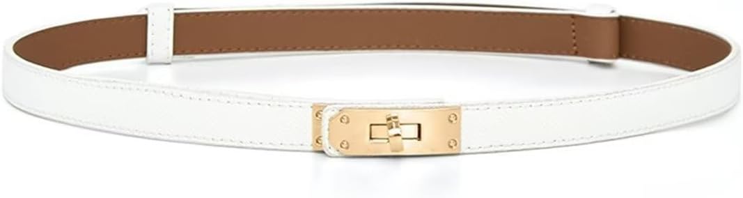 Cntuohai 2 in 1 Women's Skinny Leather Belt,Alloy Turn Lock Adjustable Slim Thin Waist Belt For Dress Jeans Coat