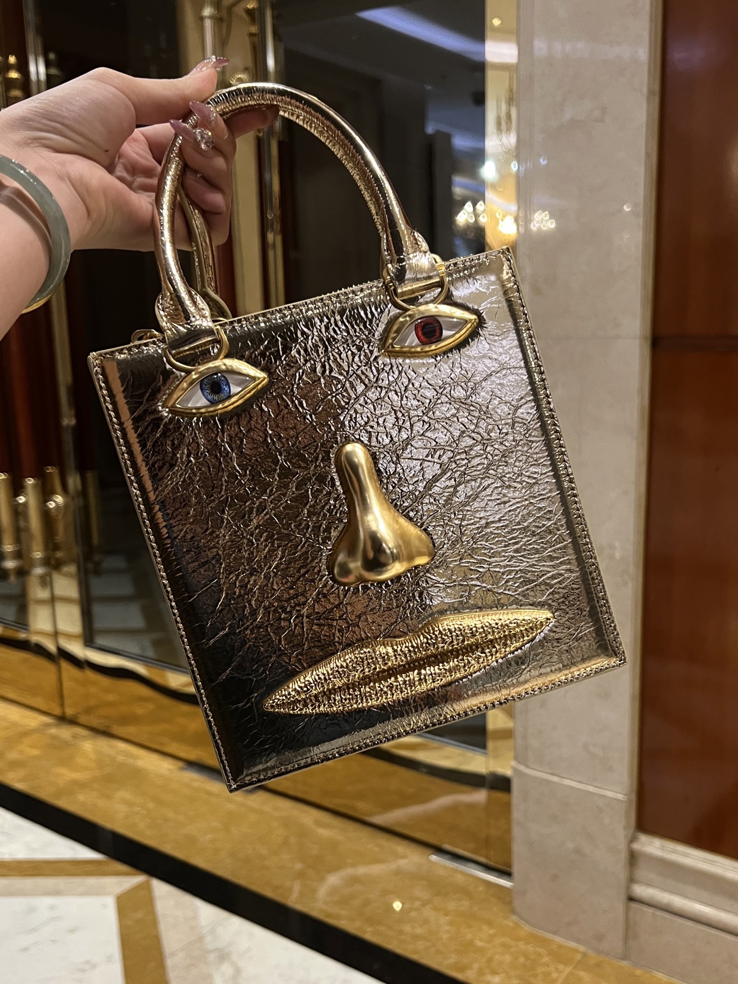 [TOP] Schiaparelli Anatomy Face Bag 20x19x9cm - Metallic Color - 711 Luxury