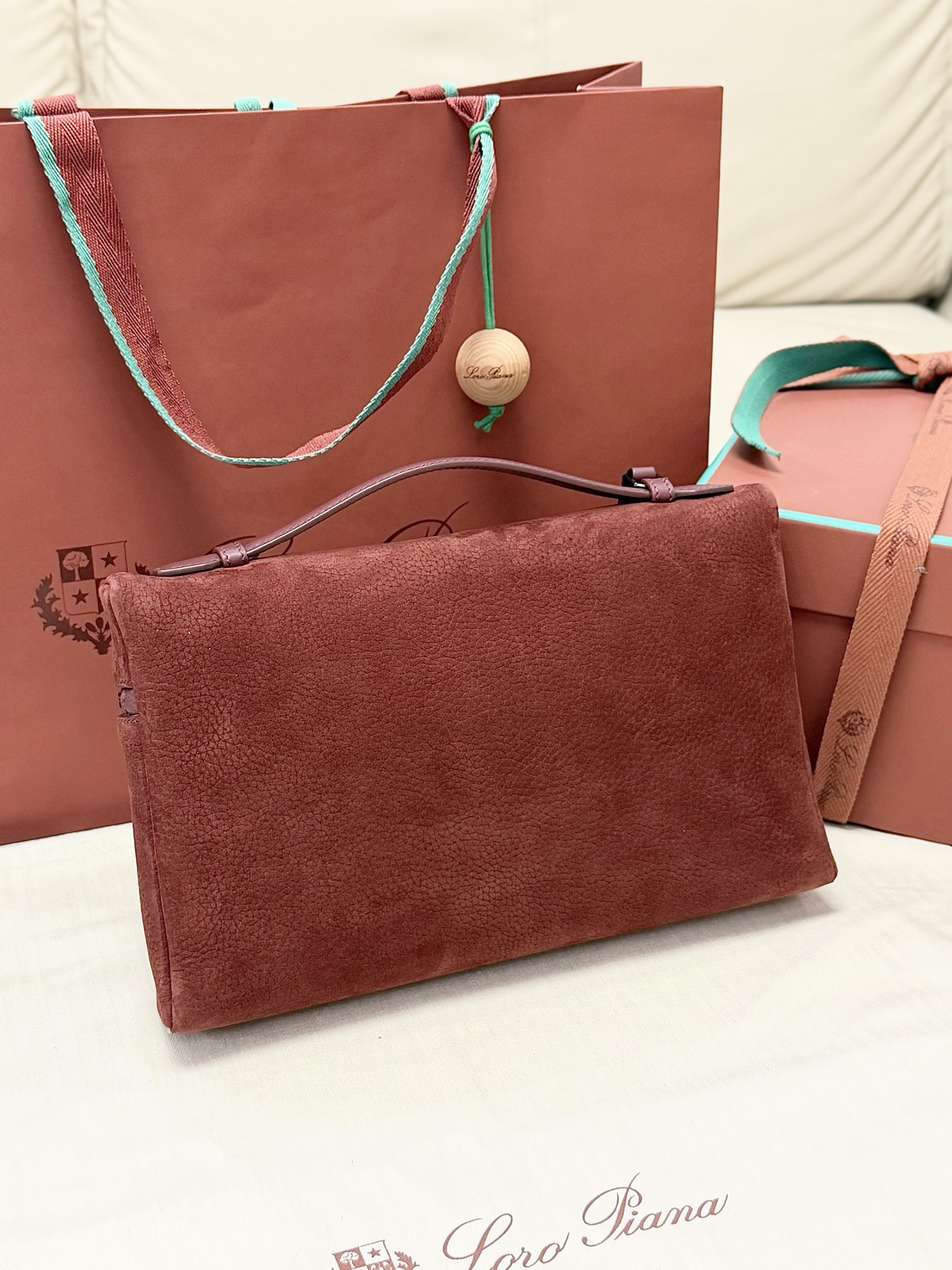 [TOP] Loro Piana Extra Pouch 29*17*5 cm - Deep Red - 711 Luxury