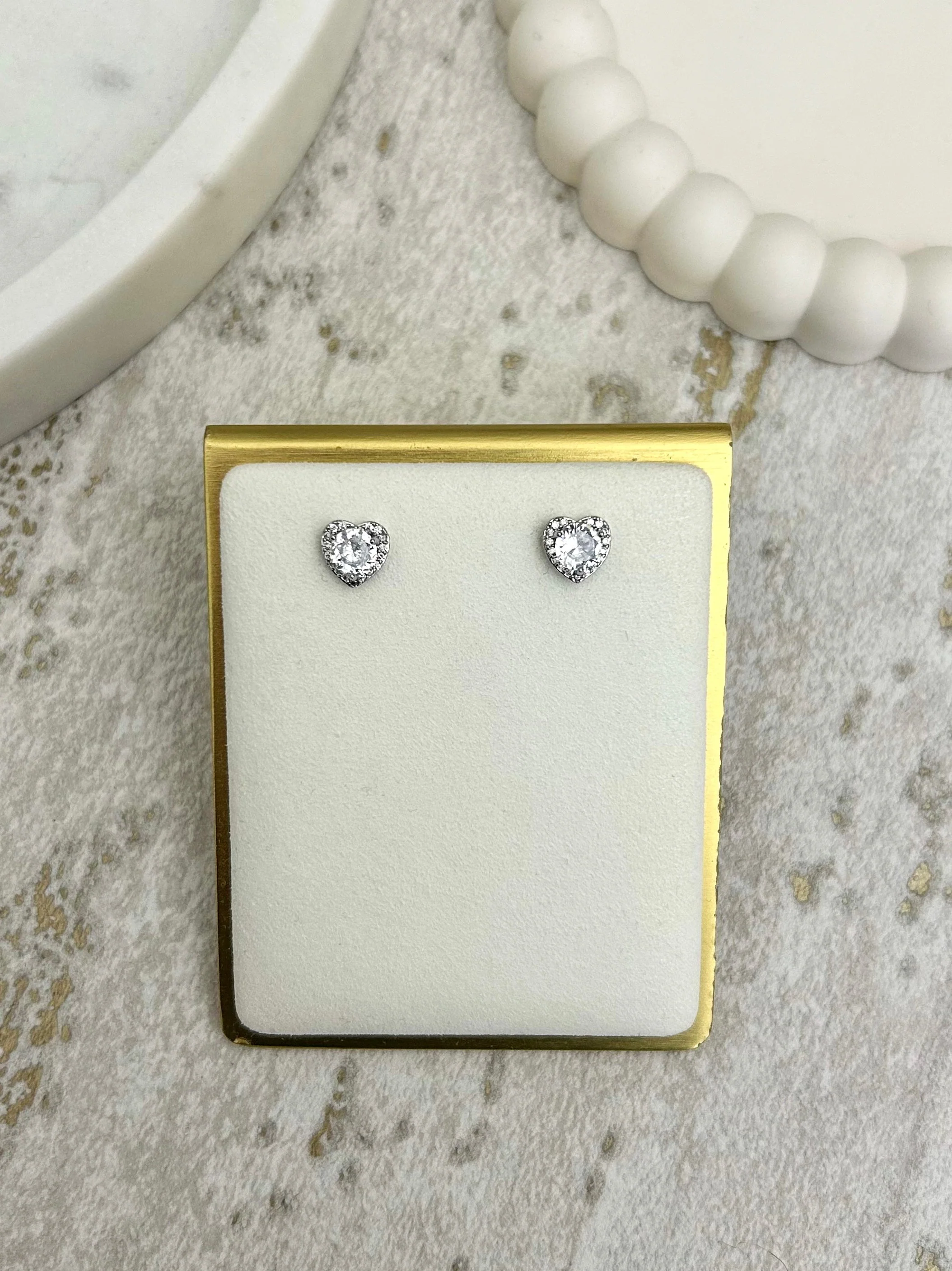 Diamante Heart Stone Studs (2 Colours)