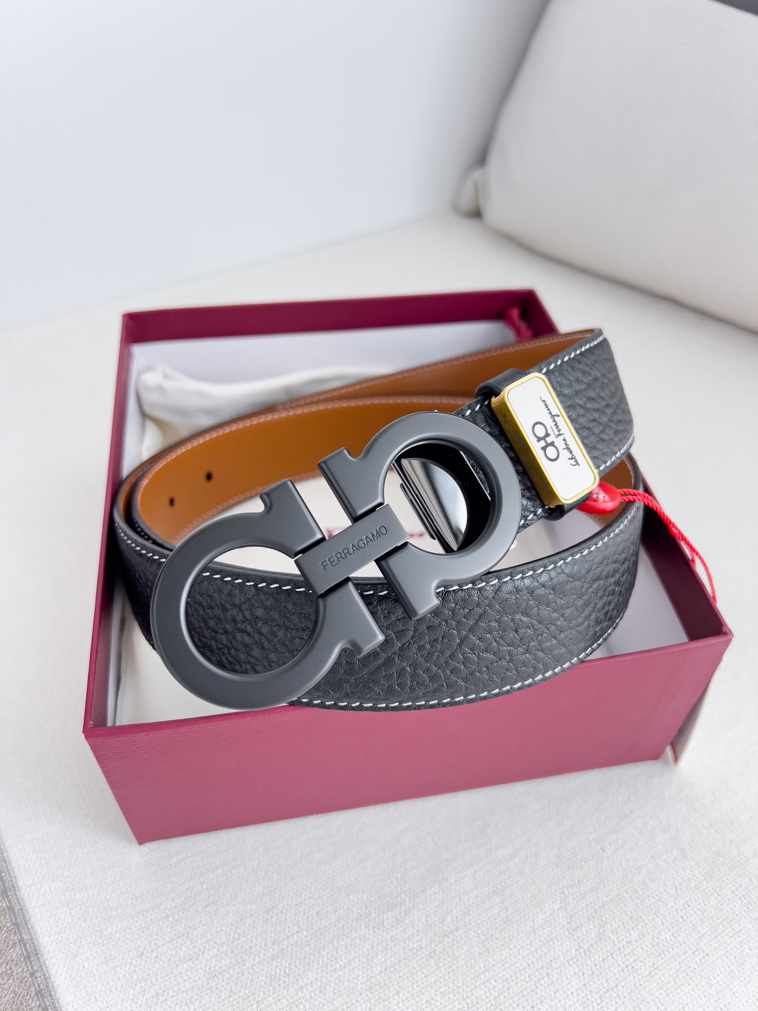 [TOP] Ferragamo Men's Belt 3.5cm - Black - 711 Luxury