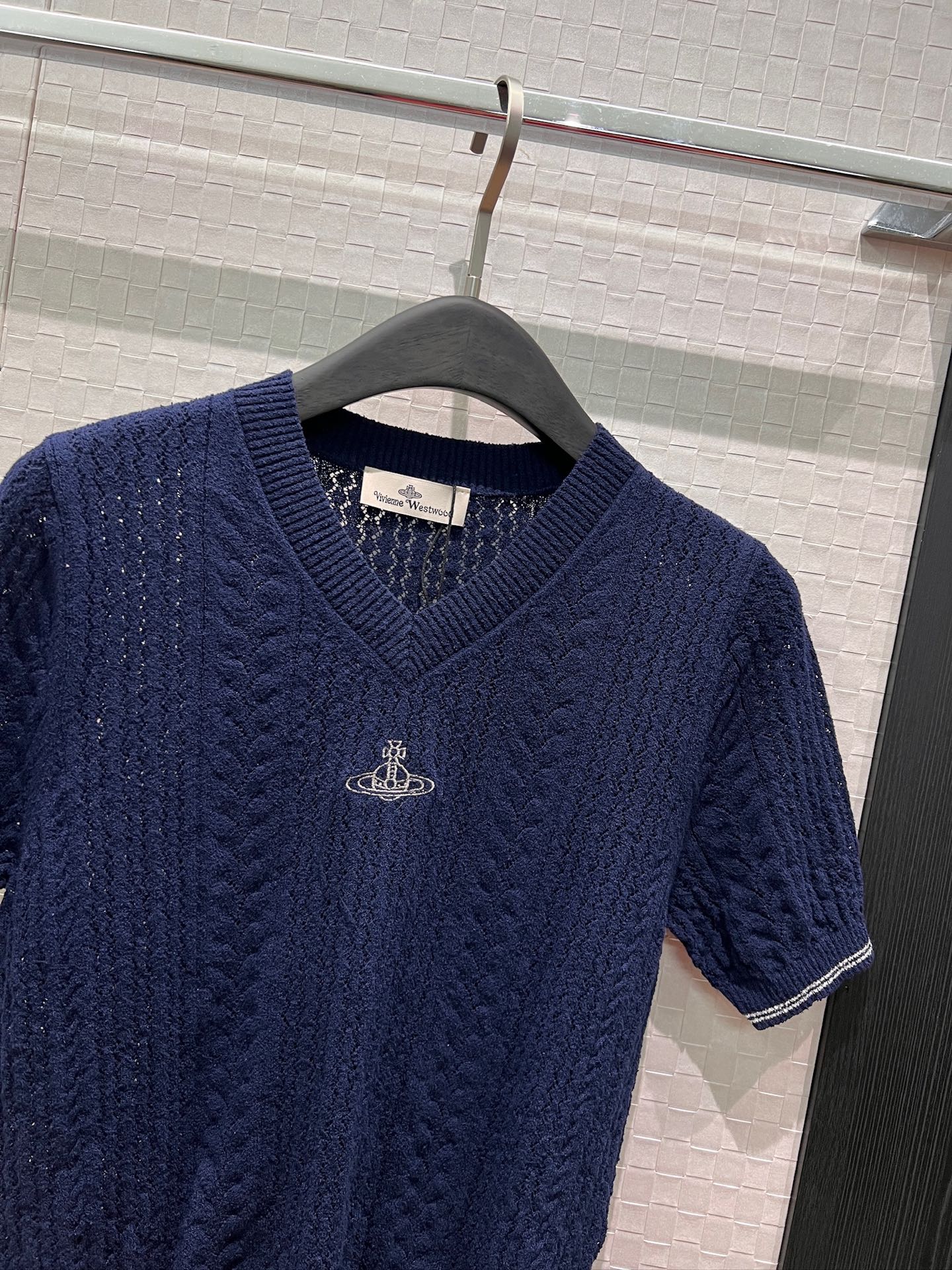 [TOP] Vivienne Westwood V-neck Knit Polo Shirt - Blue