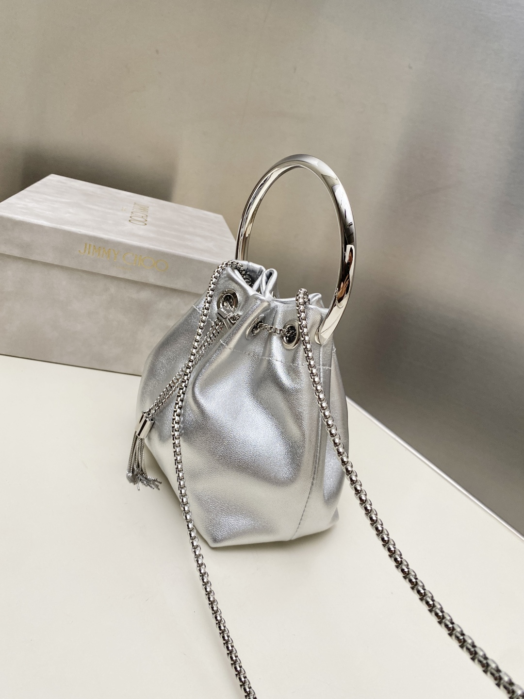 [TOP] JIMMY CHOO Bon Bon Bag 16*15*9.5CM - Sliver - 711 Luxury