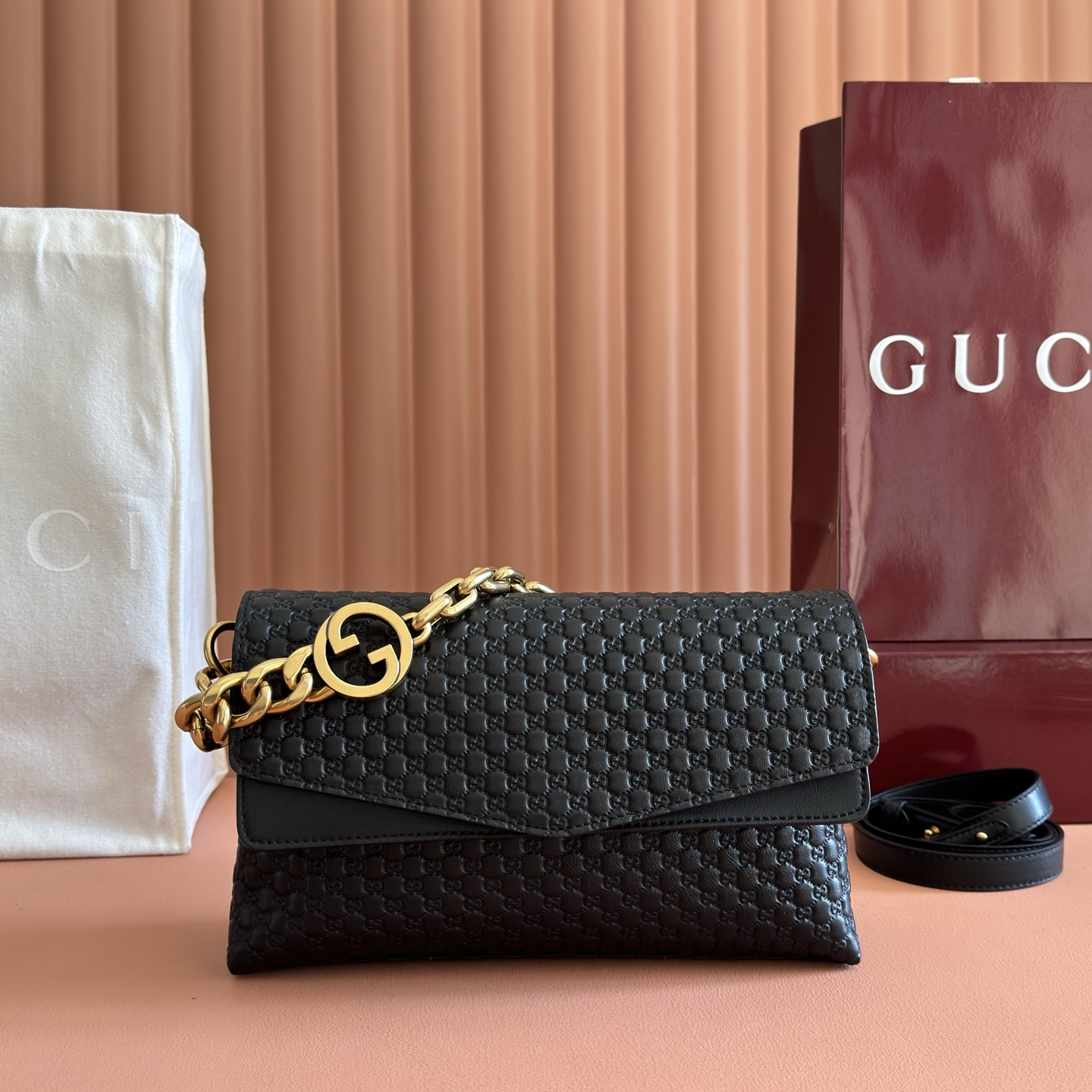 [TOP] GUCCI Handbag with Chain 28x16x7cm - Black - 711 Luxury