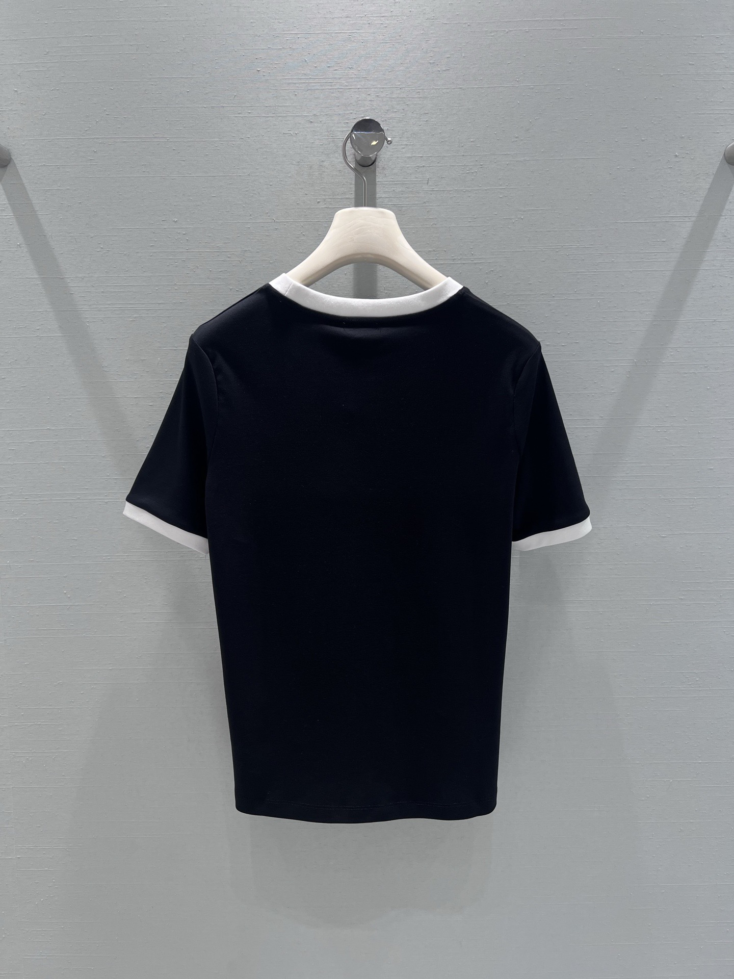 [TOP] CELINE Color Block Collar T-Shirt - Black