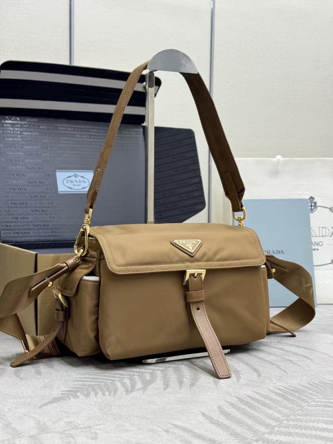 [TOP] PRADA  Nylon Bag  30x14x10cm - Brown - 711 Luxury