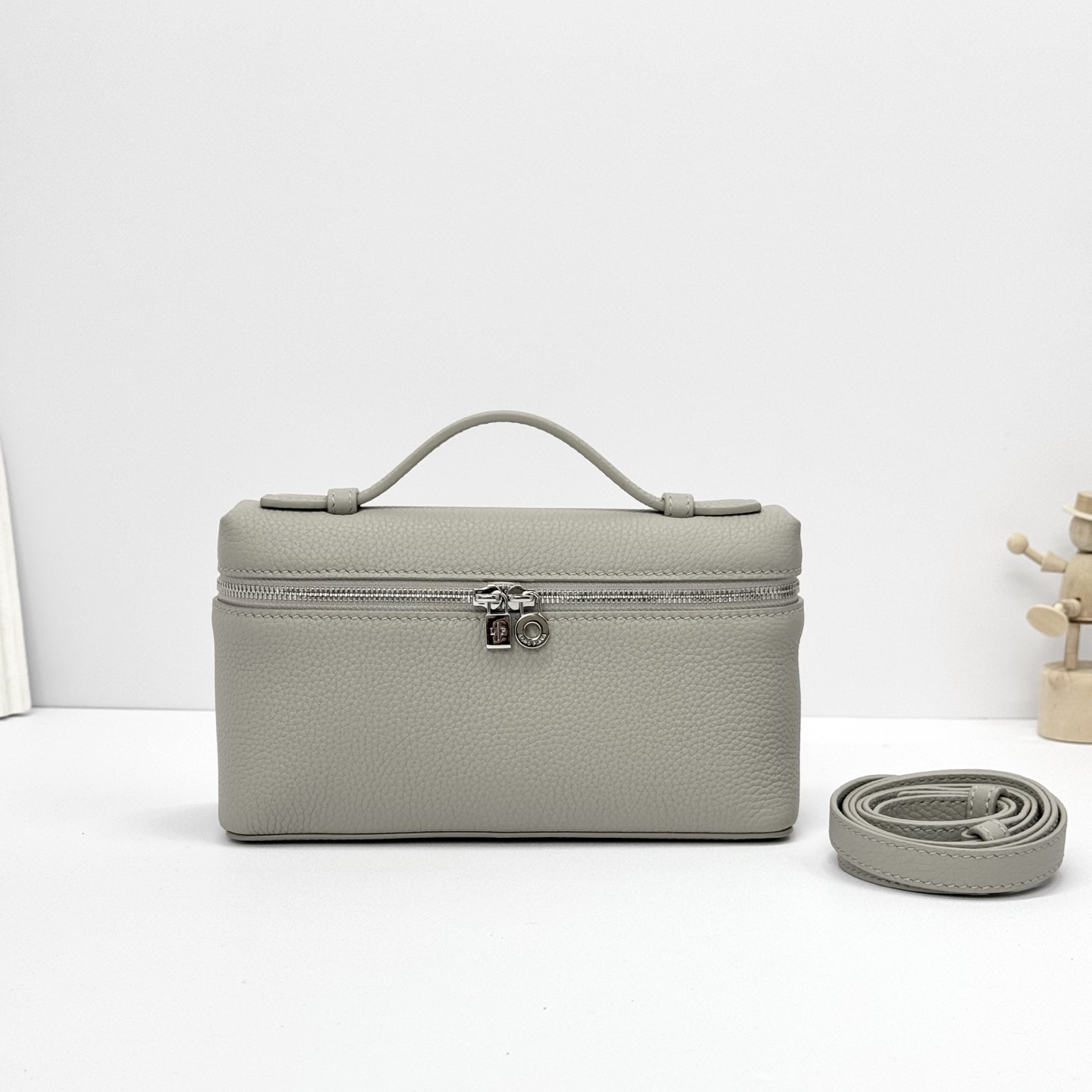 [TOP] Loro Piana Extra Bag Calfskin 11x19x6.5cm - Gray - 711 Luxury