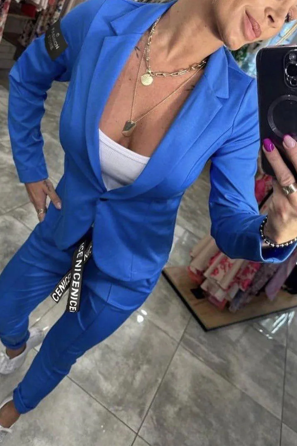 Women's Top Jacket & Elastic Pants Two-piece Set