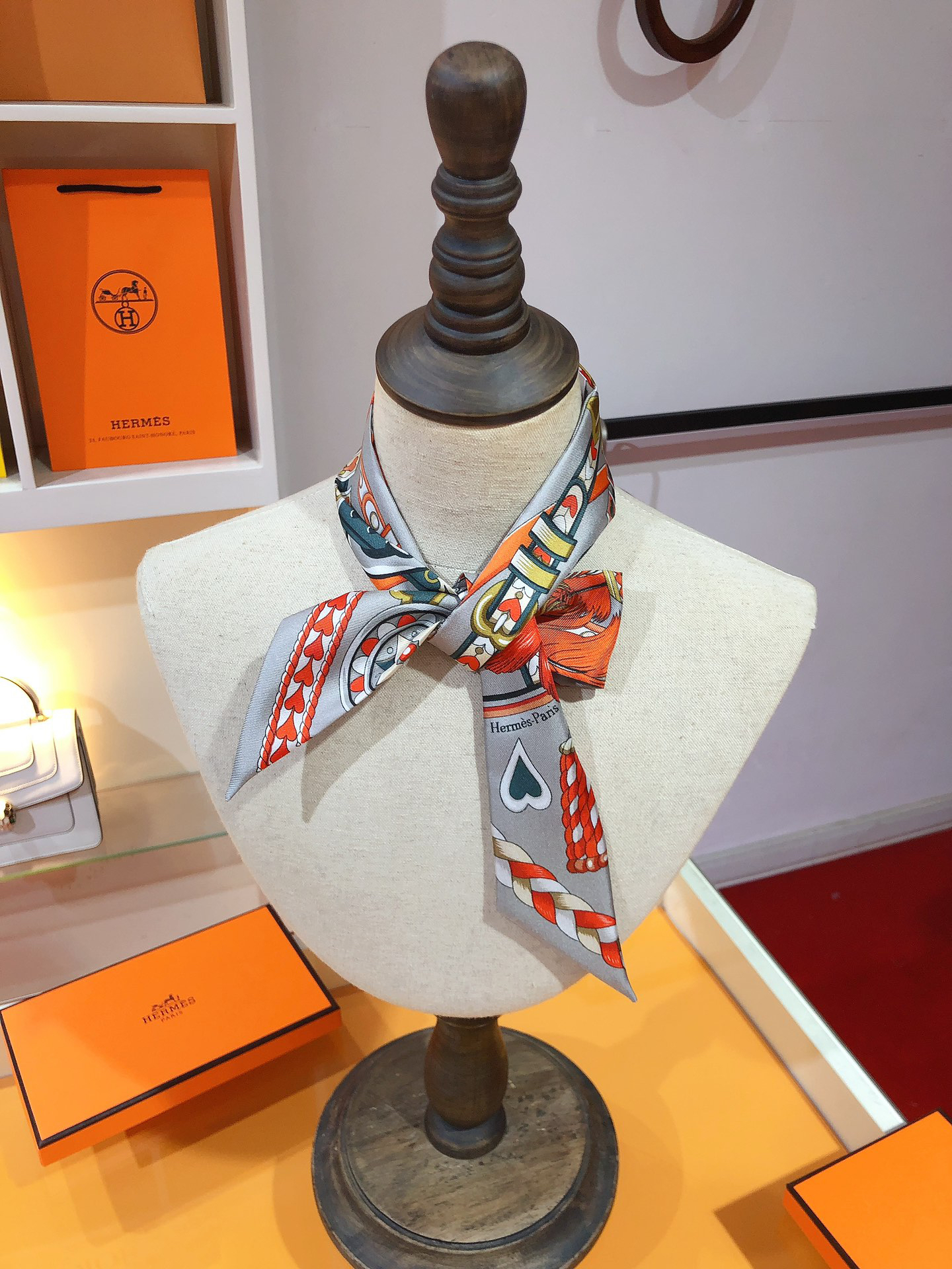 [TOP] HERMES Twilly Scarf - Gray - 711 Luxury