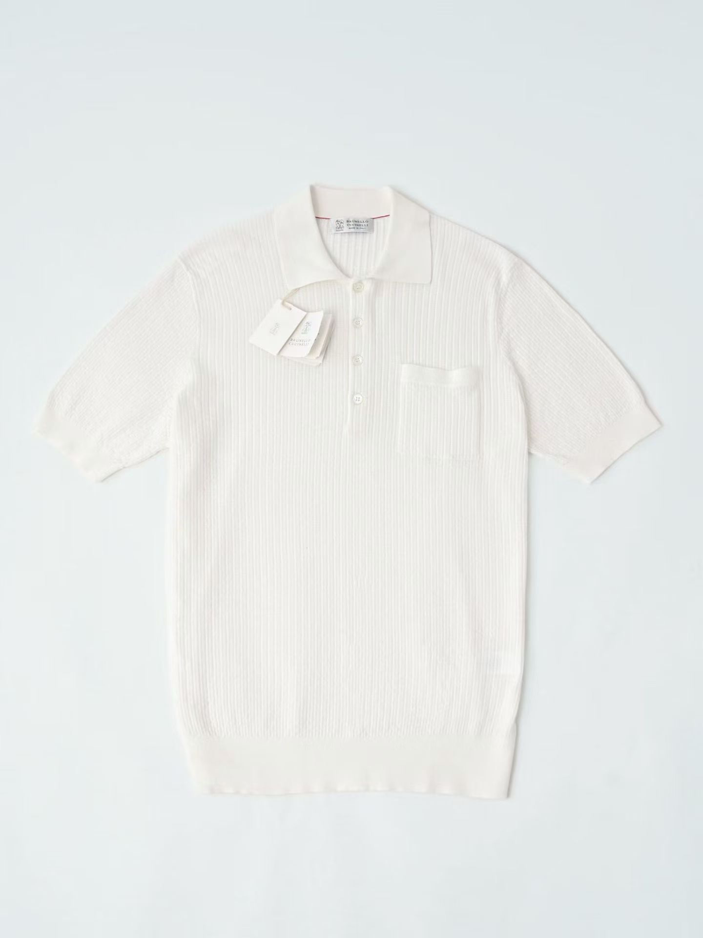 Brunello Cucinelli Men's Knitted T-shirt Polo Shirt #378282