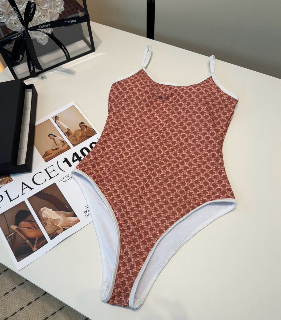 [TOP] CELINE One-Piece Swimsuit - Brown - 711 Luxury