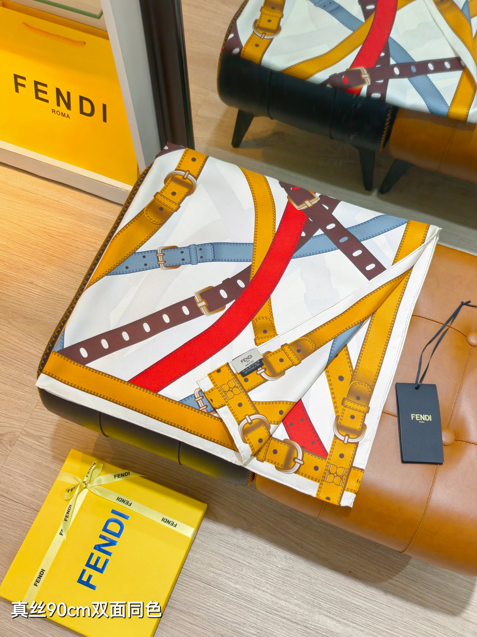 [TOP] FENDI Silk Scarf 90x90cm - Red - 711 Luxury