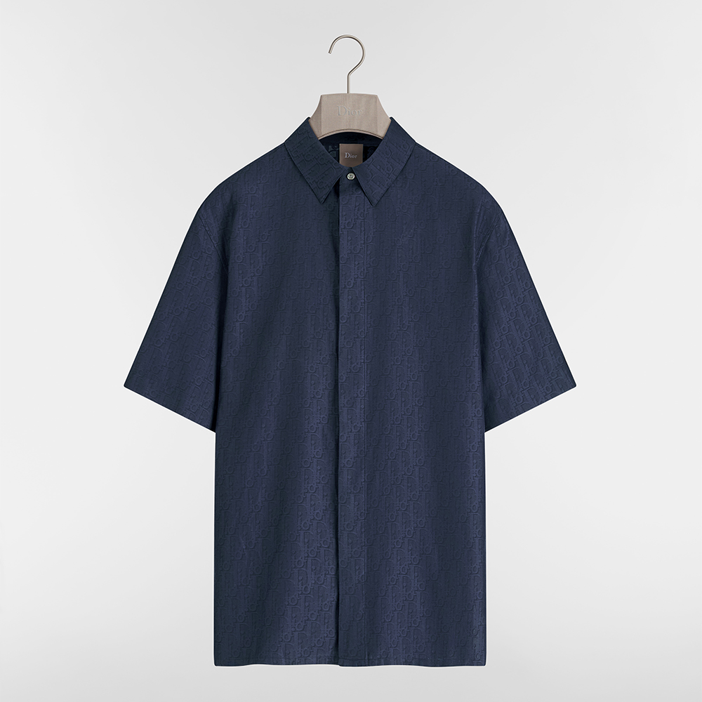 DIOR Dior Oblique Short-Sleeved Shirt and Shorts Blue Cotton-Silk Jacquard #387471