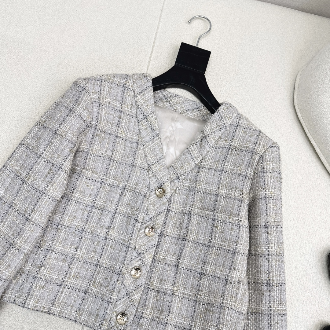 [TOP] CHANEL  Short Woven Jacket - Grey