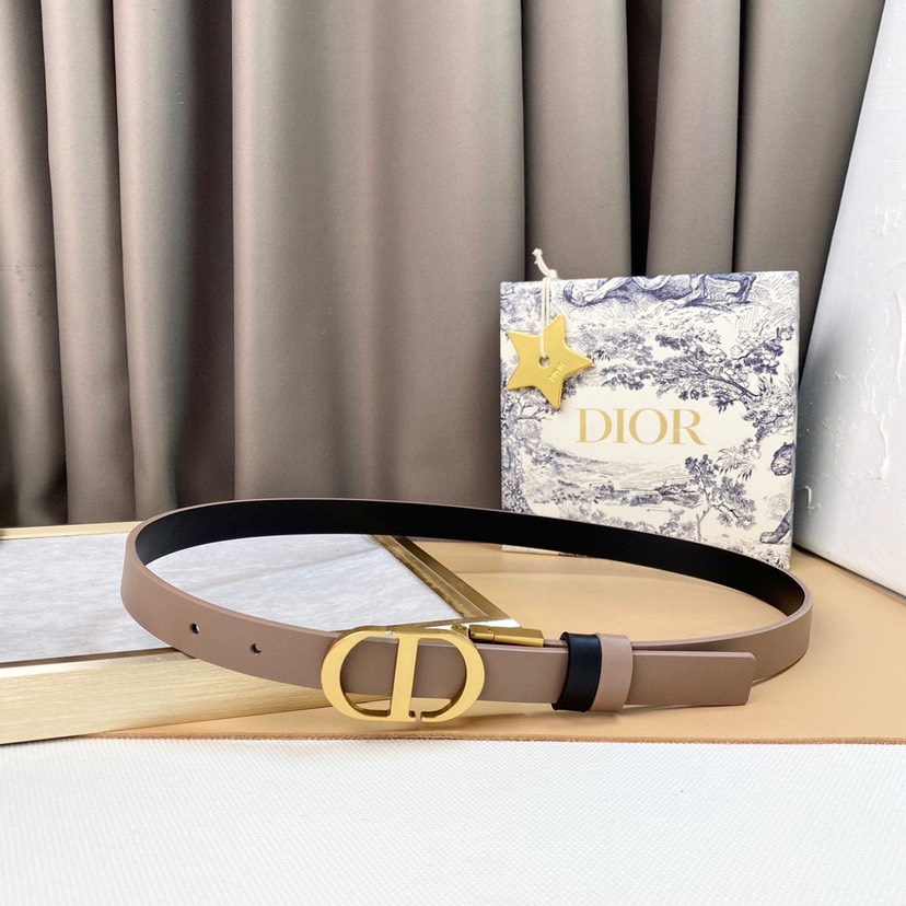 [TOP] Christian Dior Belt Cowhide 20mm - Gray and Black - 711 Luxury