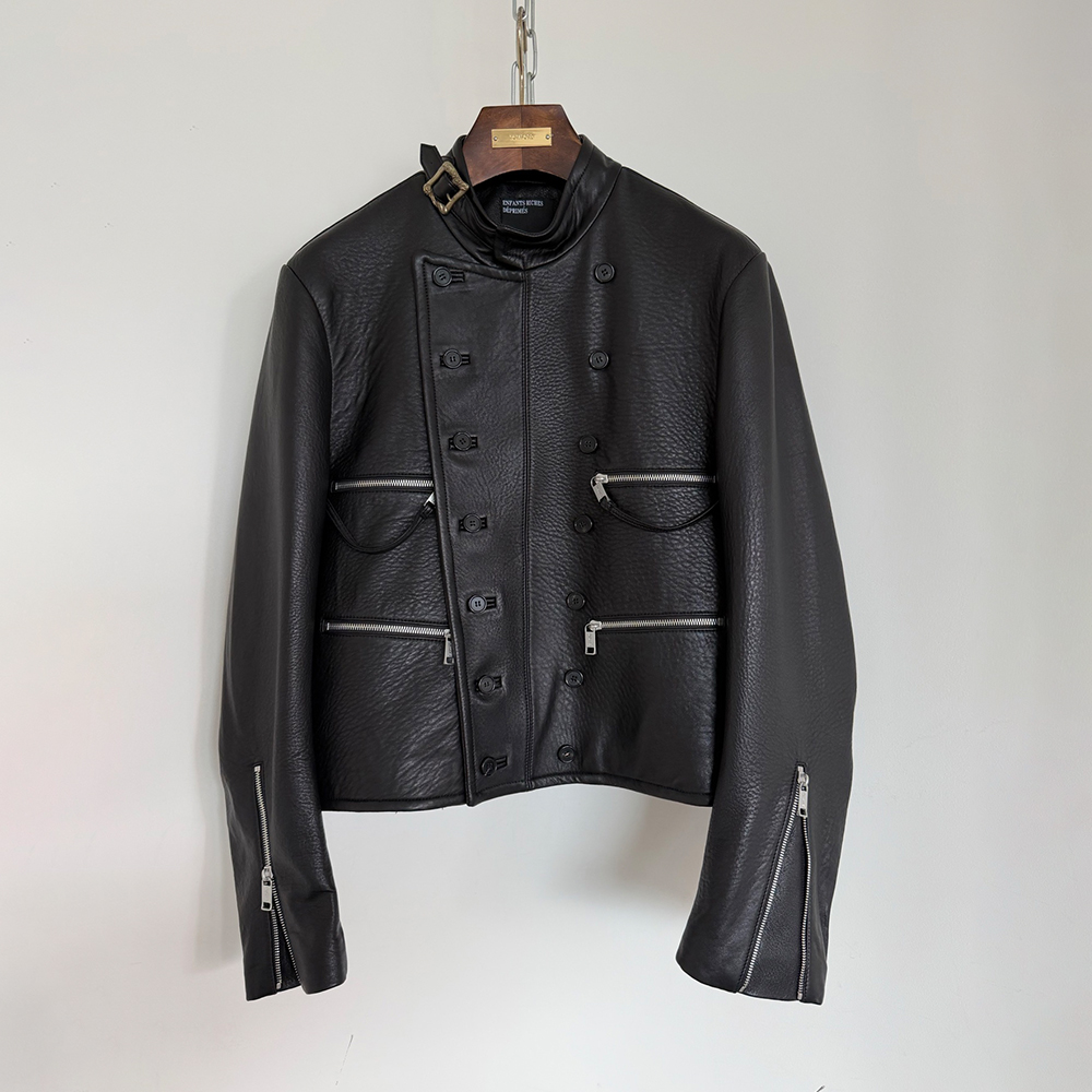 Designer Clothing Enfants Riches Deprimes Multiple Pockets Zippers Buttons Leather Jacket #395052 | Nigo Office