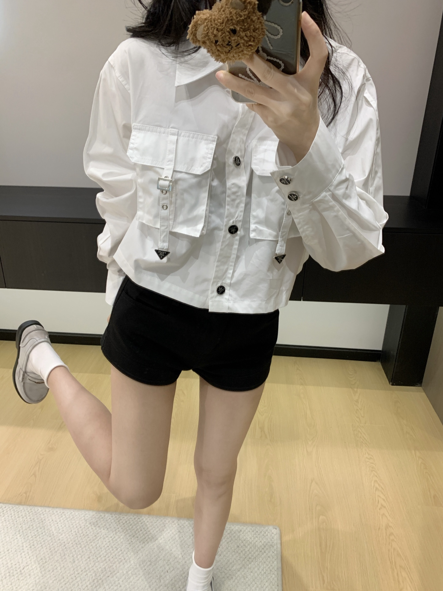 [TOP] PRADA Workwear-Style Short Shirt - White