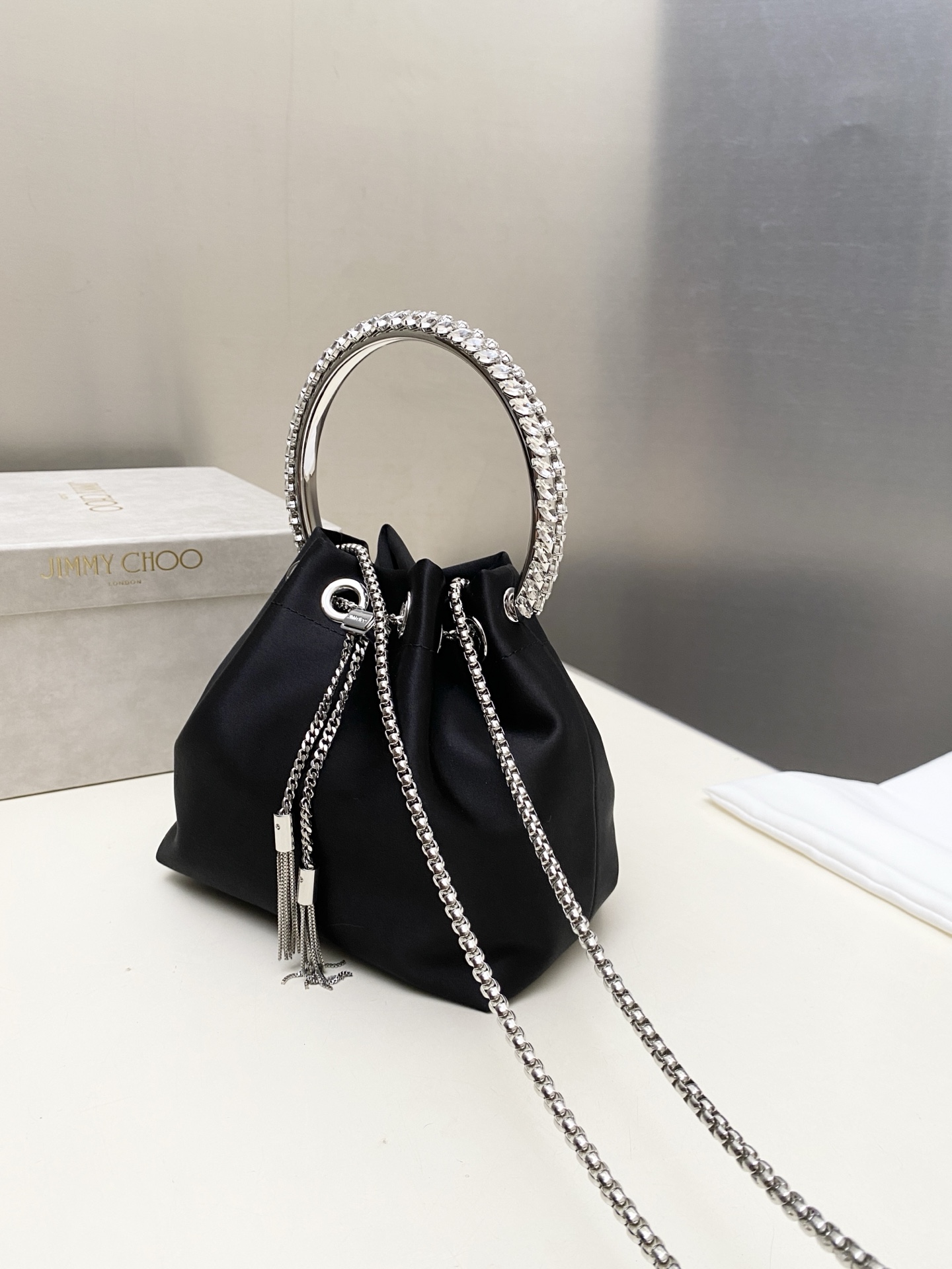 [TOP] JIMMY CHOO Bon Bon Bag 16*15*9.5CM - Black - 711 Luxury