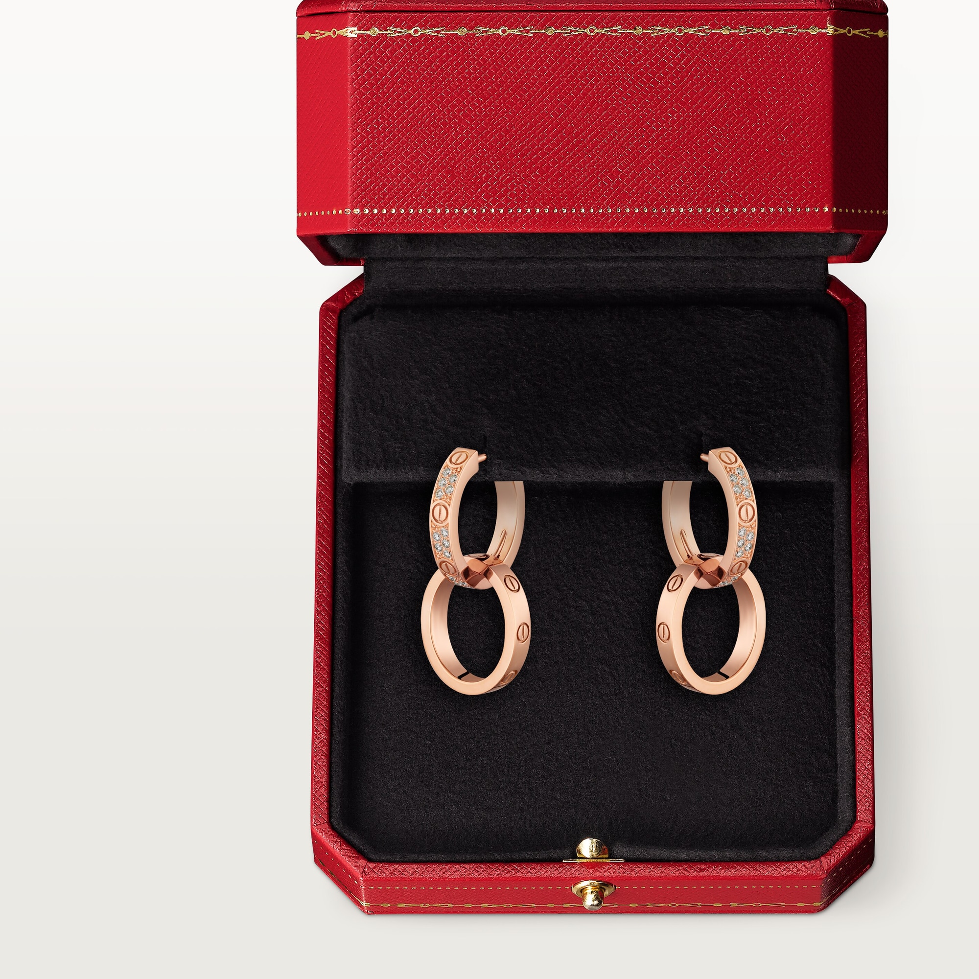 Carty Love Luna Loop Earrings, Rose Gold, Multiwear Half-Paved