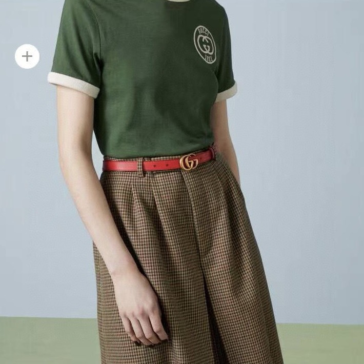 [TOP] GUCCI GG Belt Calfskin 2.0cm - Red/Apricot - 711 Luxury