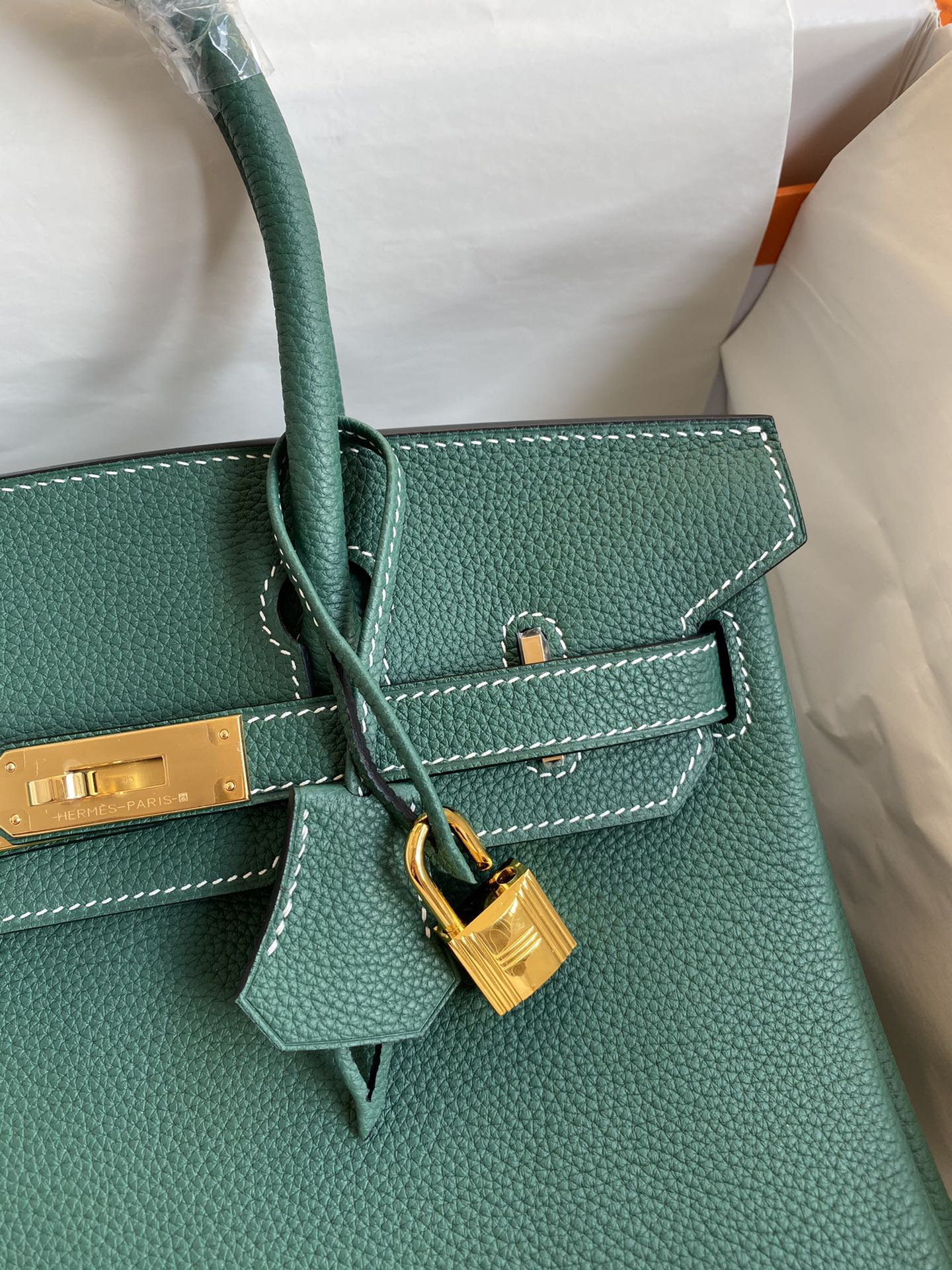 [TOP] HERMES Birkin Togo Leather 30cm - Malachite & GHW