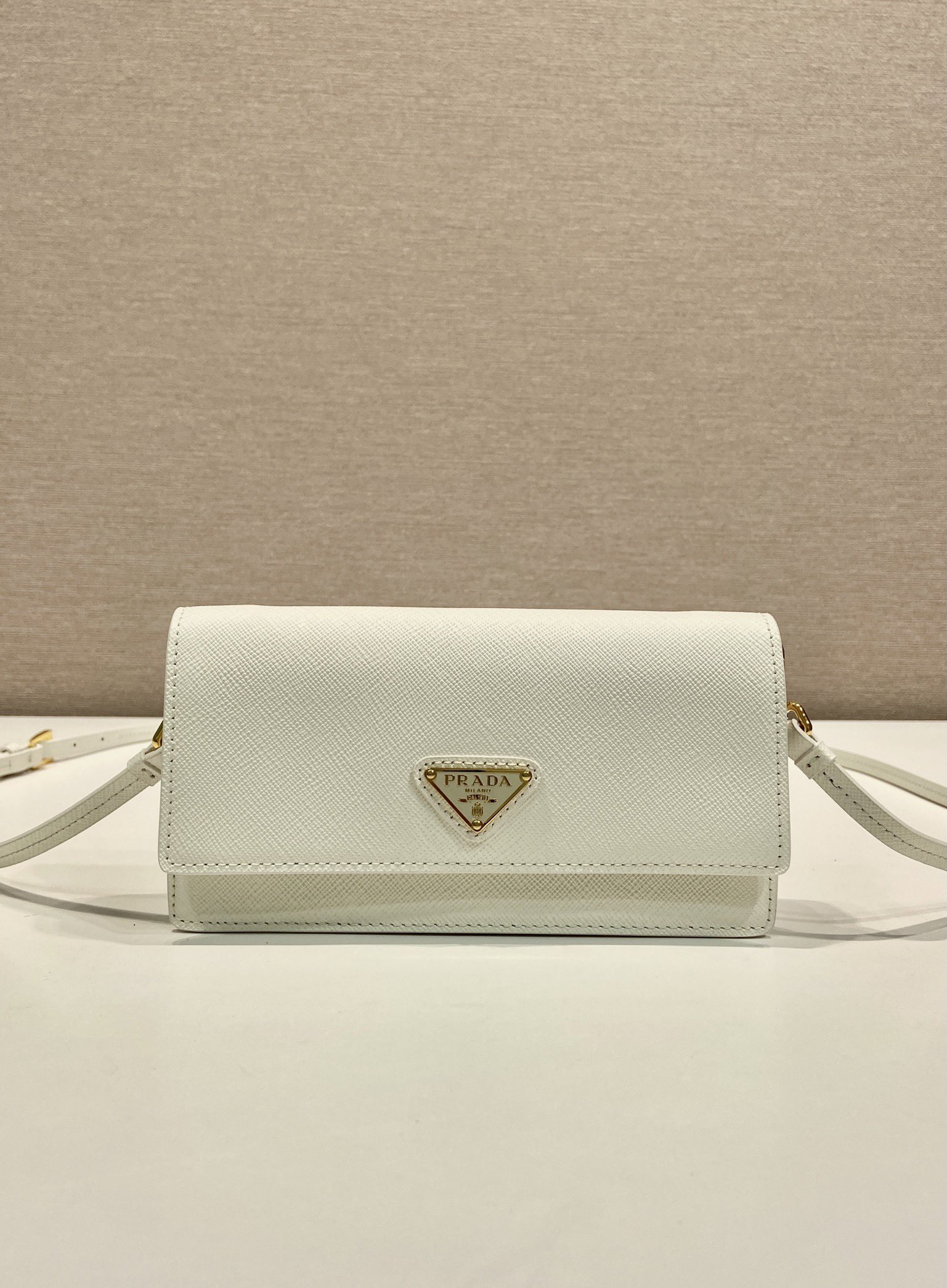 [TOP] PRADA Mini Saffiano Bag 18x9.5x3cm -  Beige - 711 Luxury