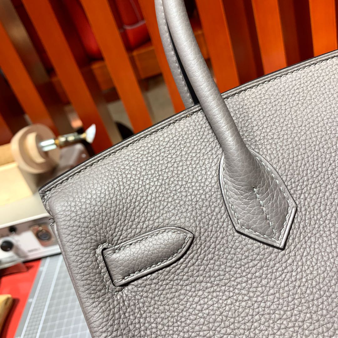 [TOP] HERMES Birkin Togo Leather 30cm - Etain & GHW