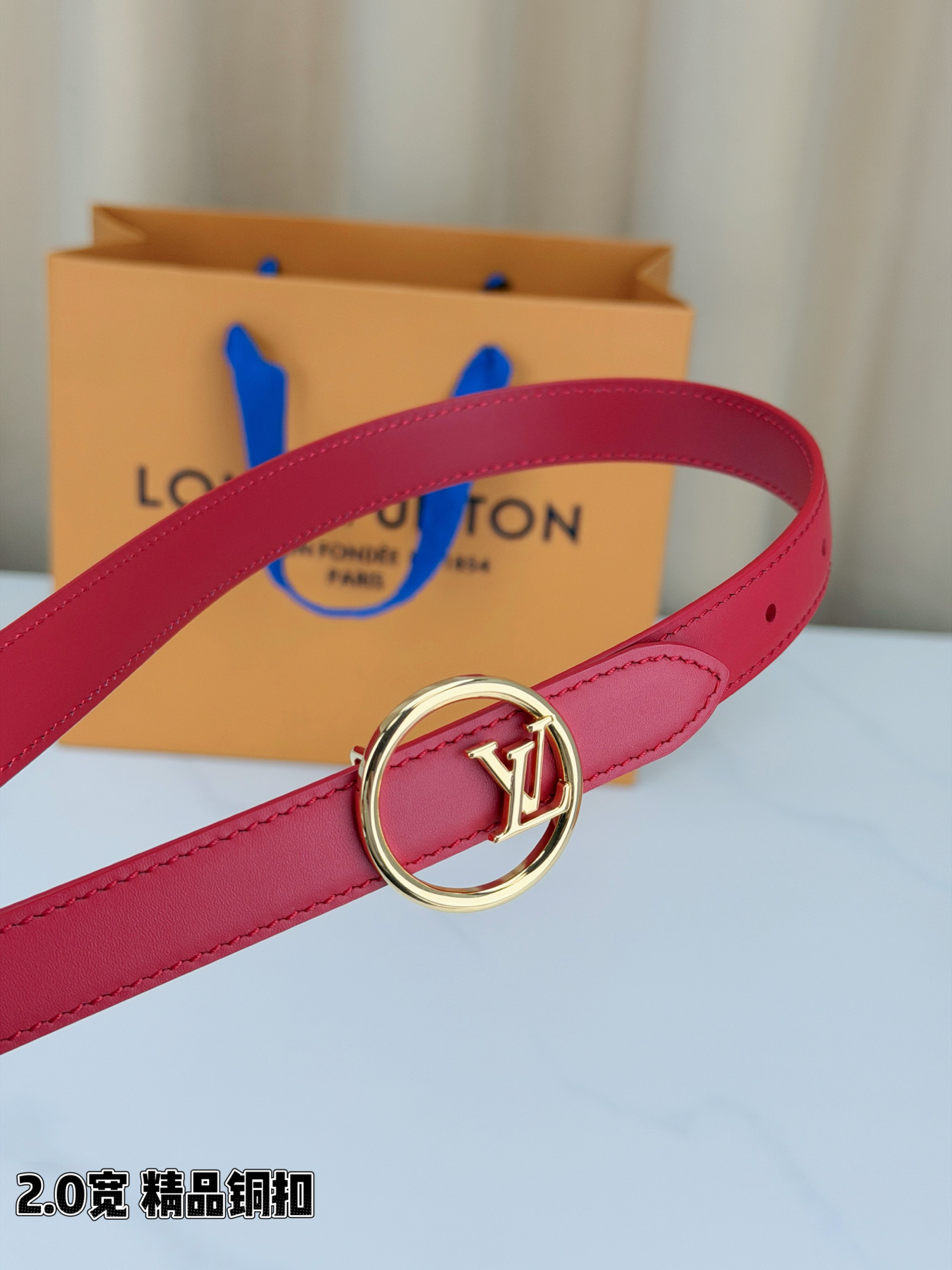 [TOP] Louis Vuitton LV Belt 2 cm - Red - 711 Luxury