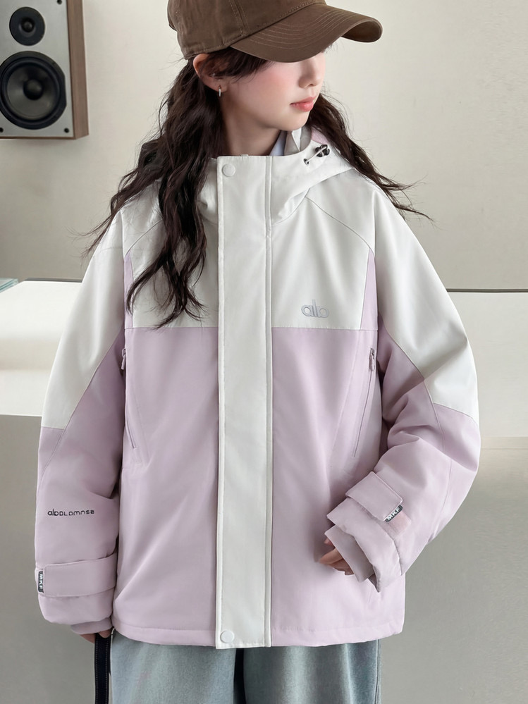 ALO Kids Color Block Hooded Softshell Windbreaker Jacket For Boys Girls Spring Outdoor Zip Up Coat Sizes 120-180