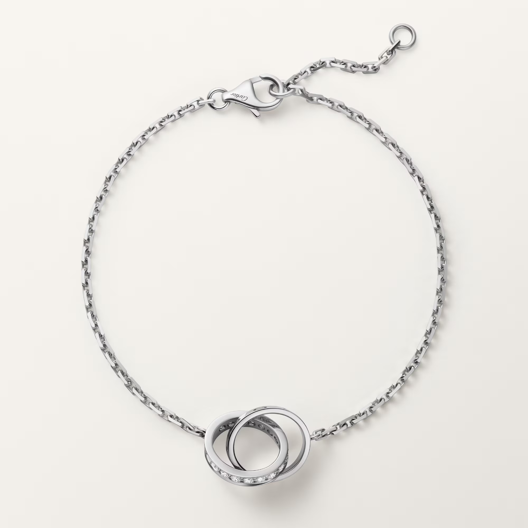Carty Love Luna Loop Bracelet, White Gold, Half-Paved
