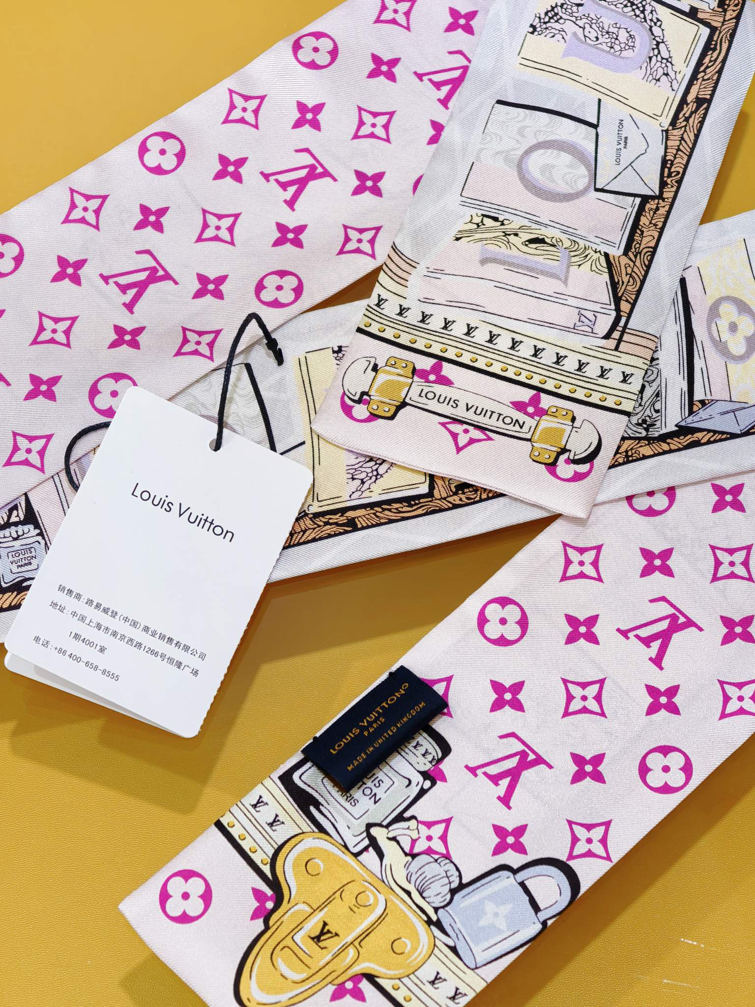 [TOP] Louis Vuitton LV Twilly Scarf 8x120cm - White and Pink - 711 Luxury