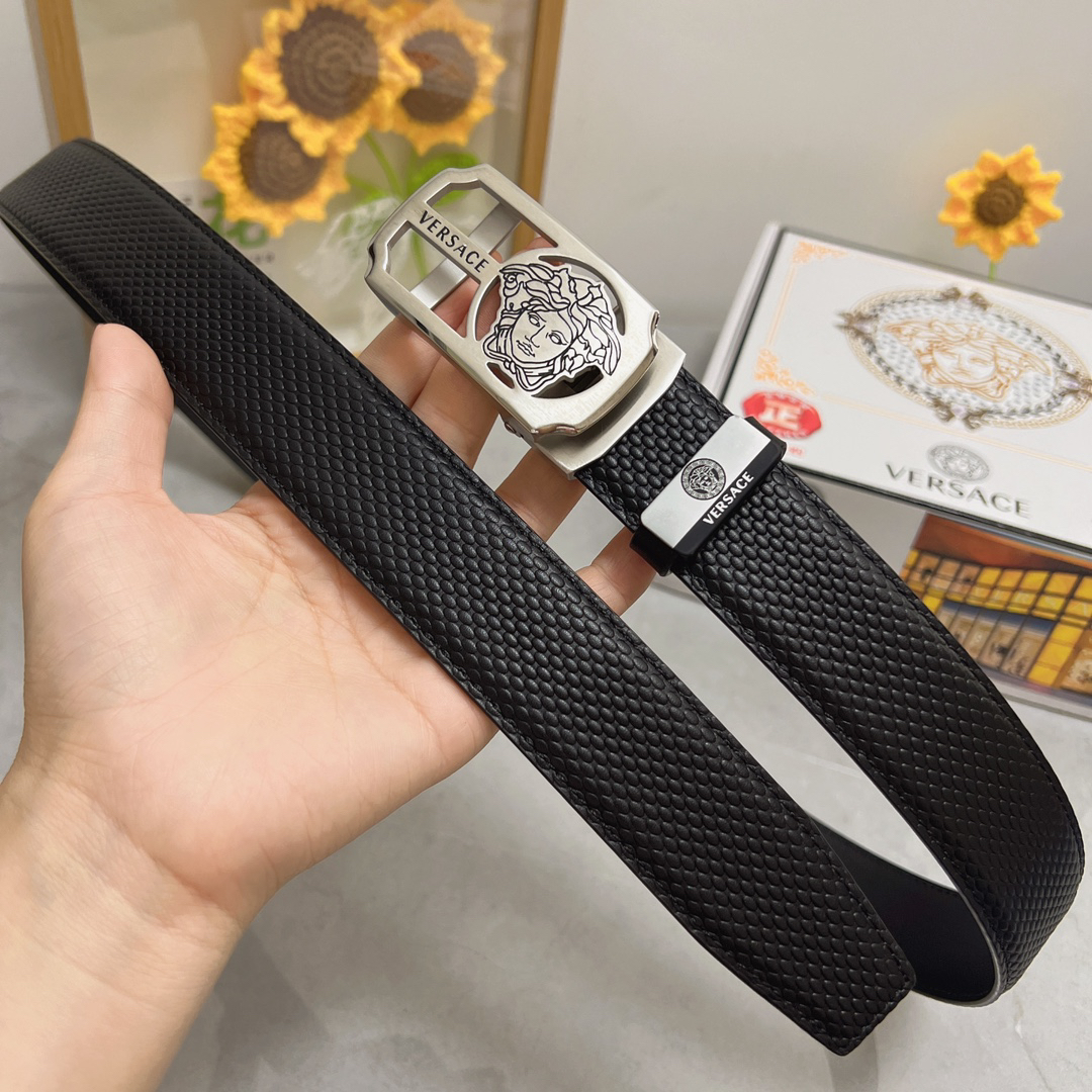 [TOP] VERSACE Men's Belt 3.5 cm - Black - 711 Luxury