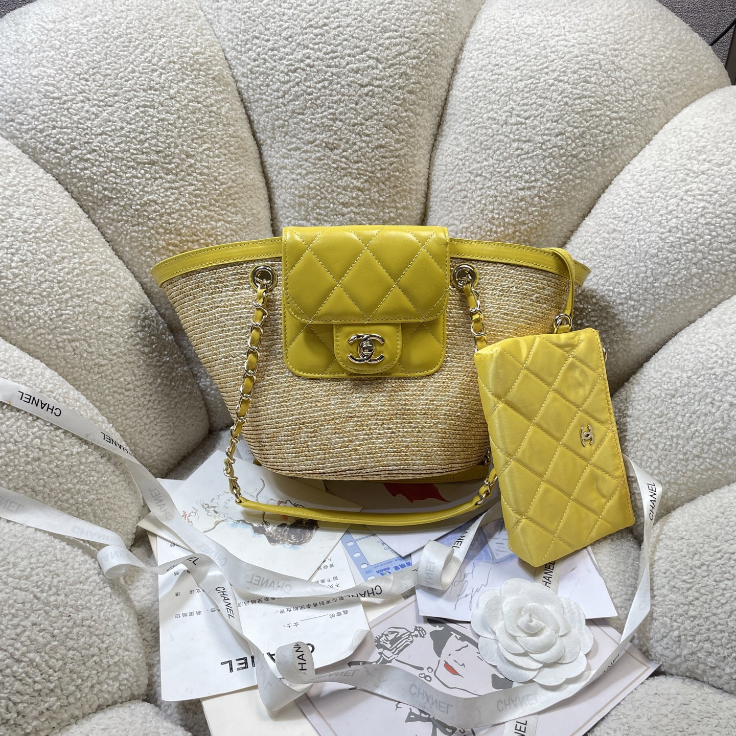 [TOP] CHANEL Straw-Woven Patchwork Shopping Basket Bag 18-41-13cm - 6 Color - 711 Luxury