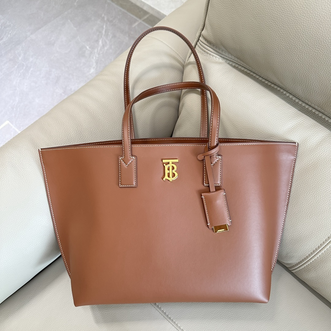 [TOP] BURBERRY Tote Bag Calfskin 34x14x28cm - Brown - 711 Luxury